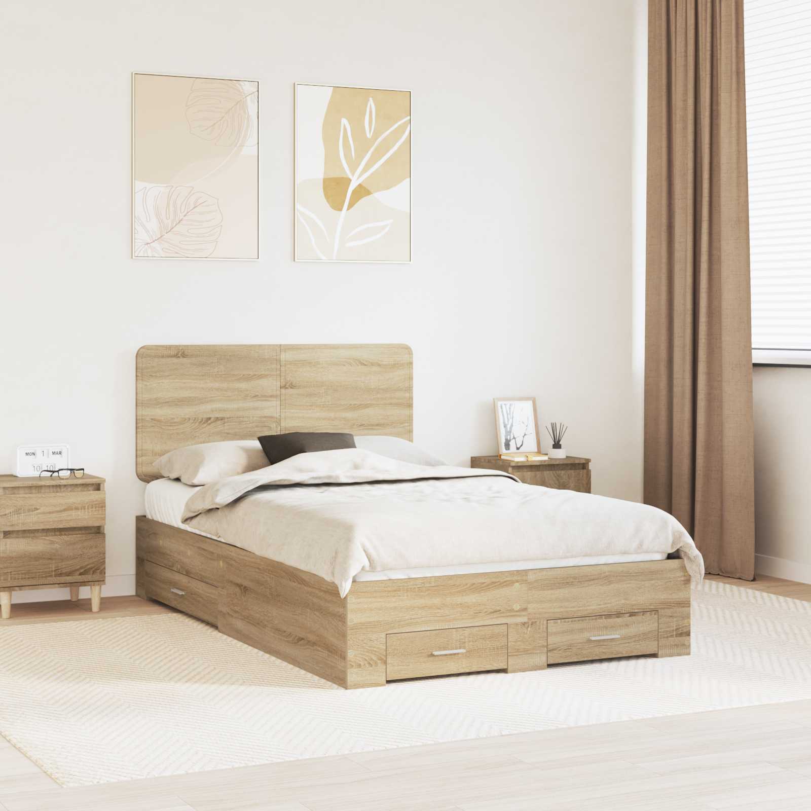 Krevetna konstrukcija s uzglavljem Sonoma hrast 120 x 200 cm