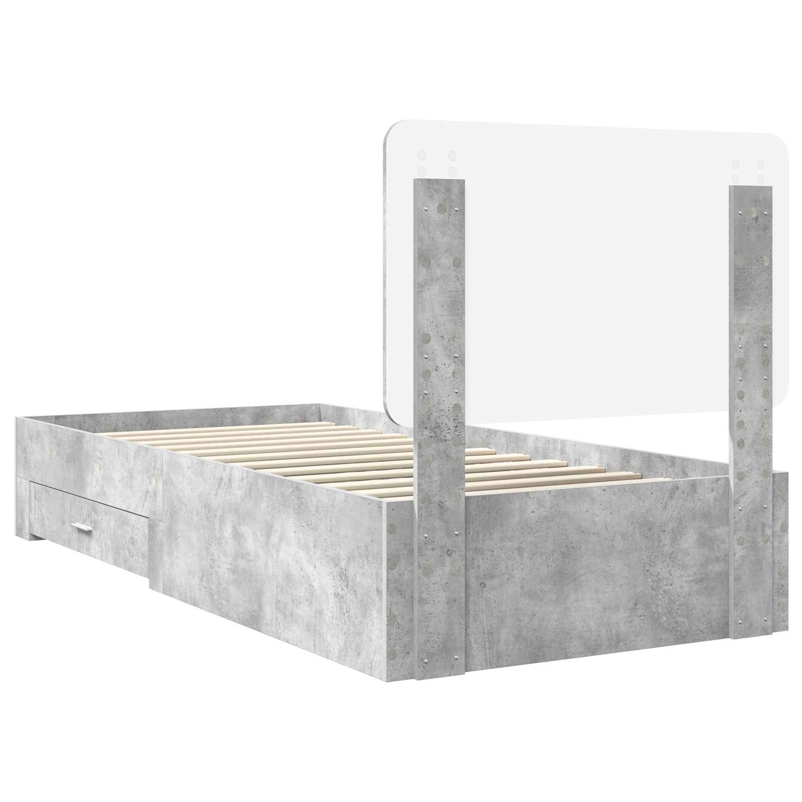Krevetna konstrukcija s uzglavljem Betonski sivi 90 x 200 cm