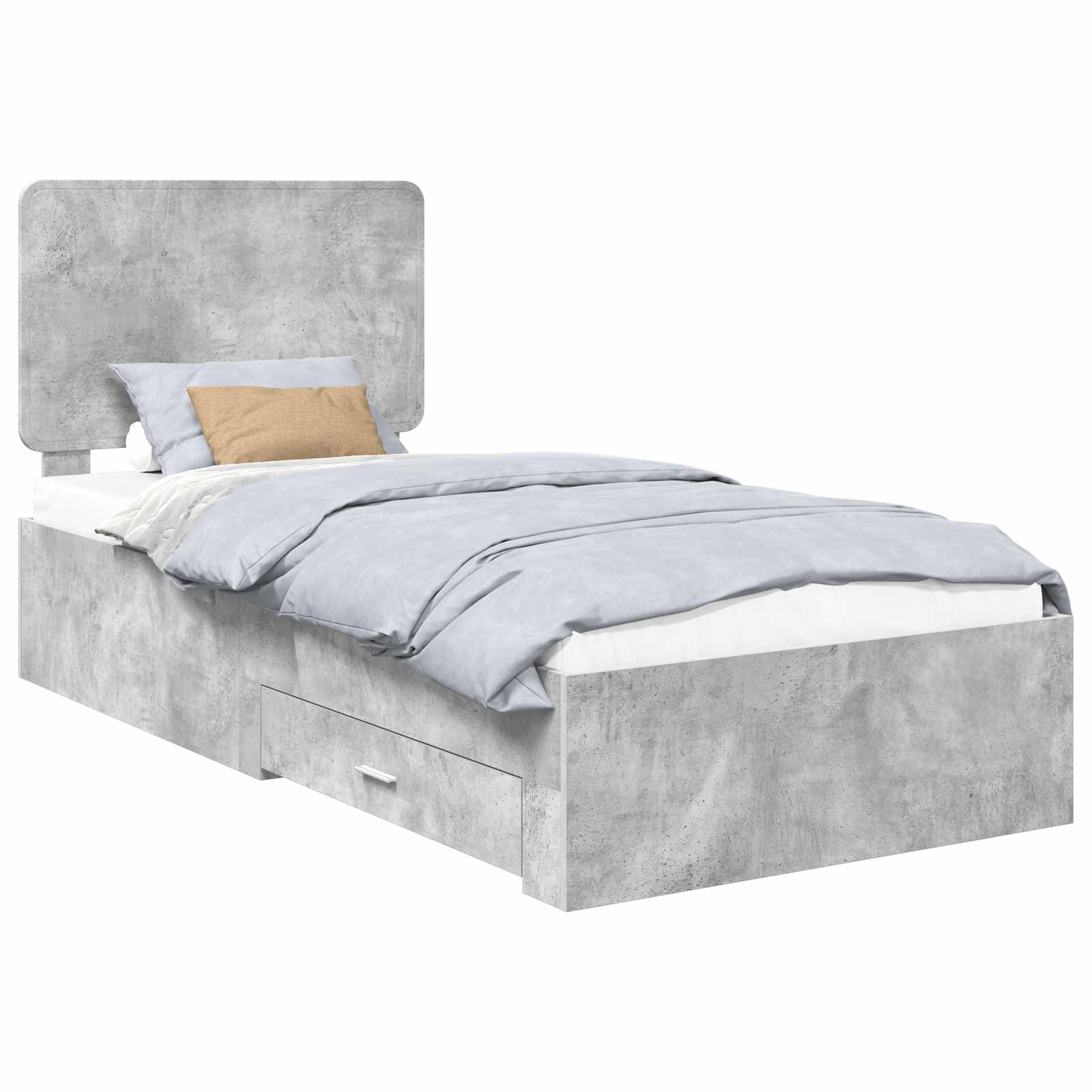 Krevetna konstrukcija s uzglavljem Betonski sivi 90 x 190 cm