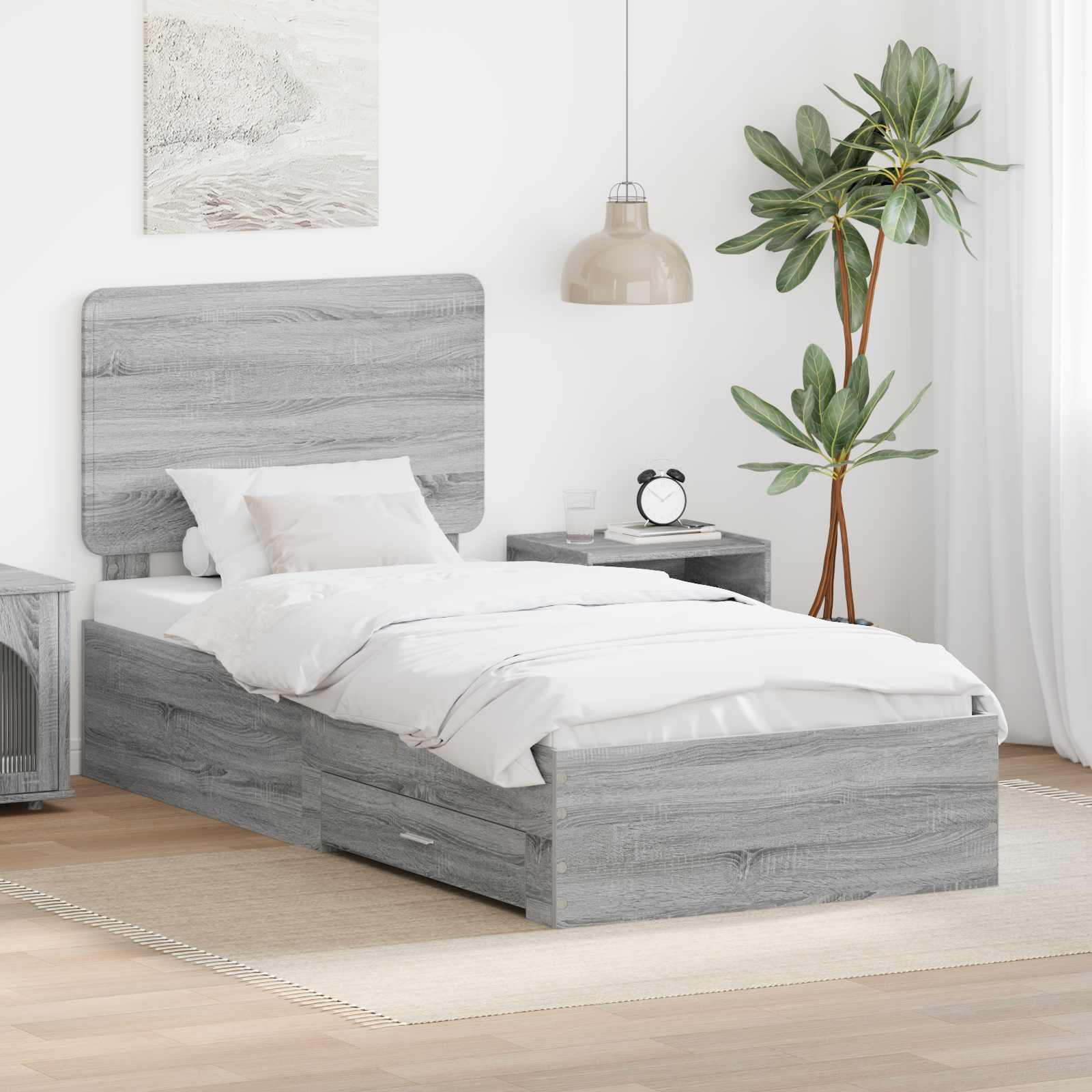 Krevetna konstrukcija Siva Sonoma 75 x 190 cm Konstruirano drvo