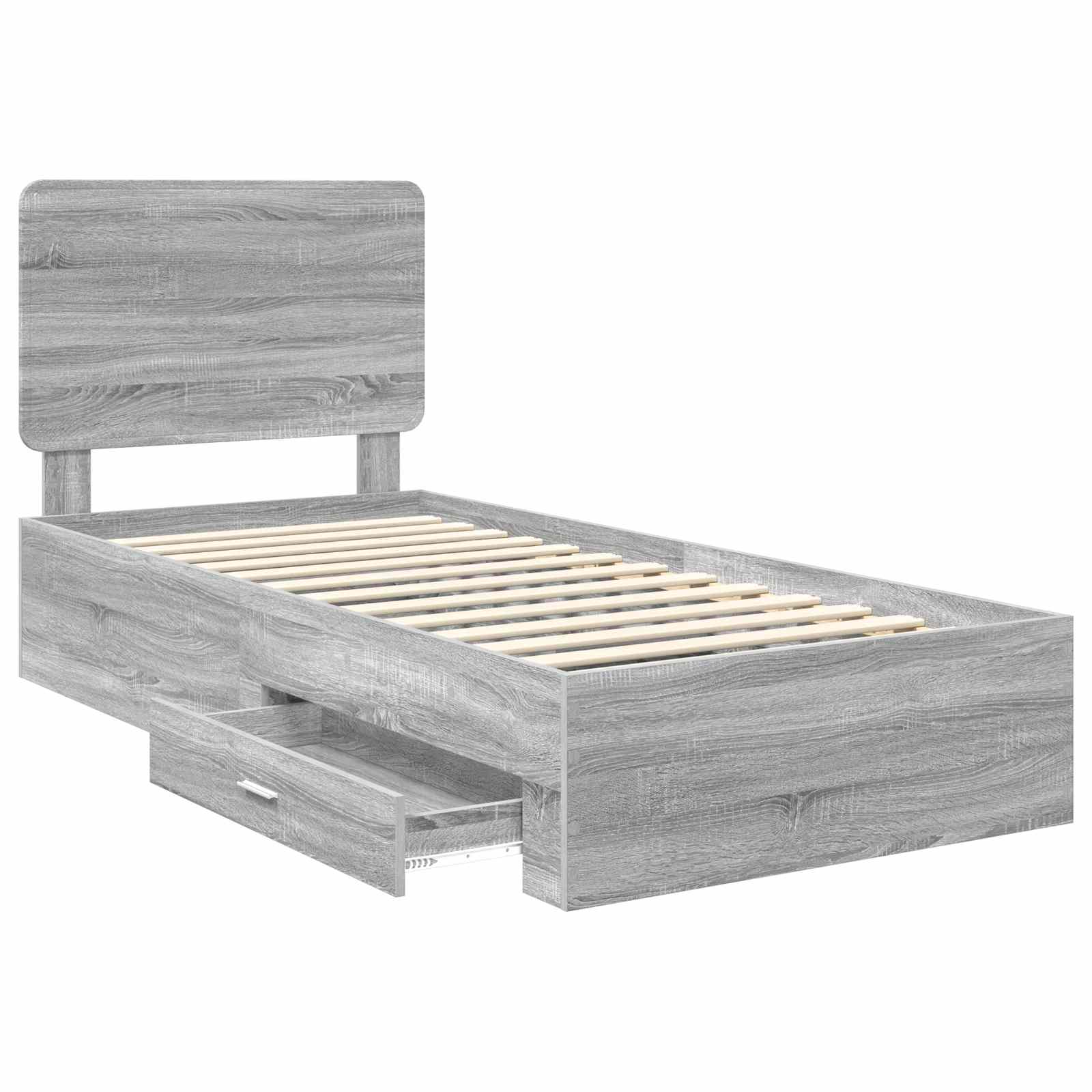 Krevetna konstrukcija Siva Sonoma 75 x 190 cm Konstruirano drvo