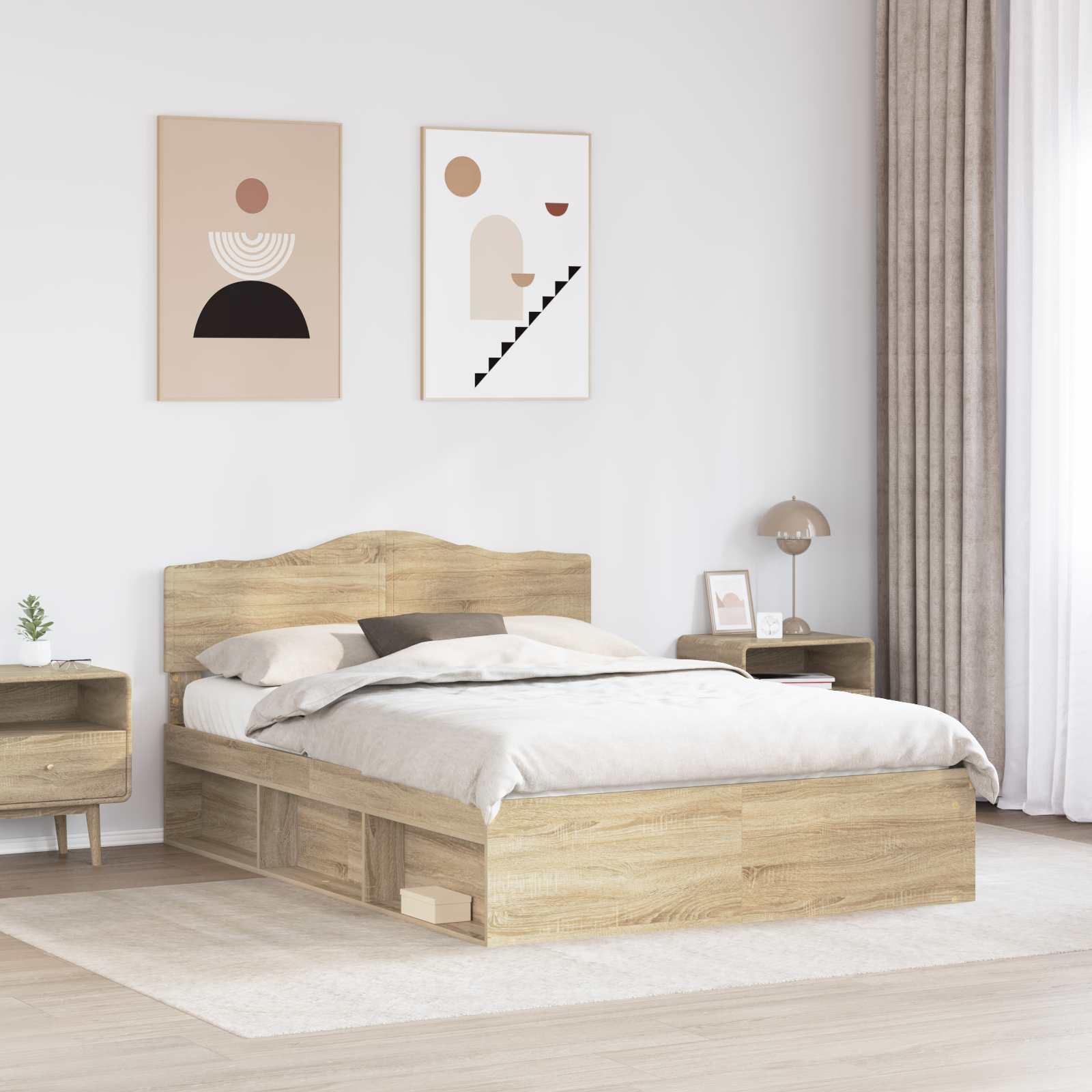 Krevetna konstrukcija s uzglavljem Sonoma hrast 150 x 200 cm