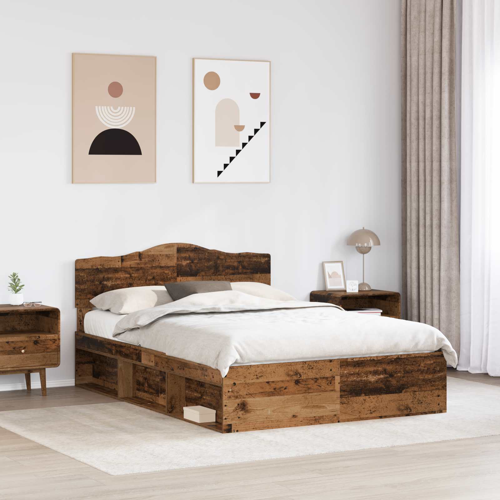 Krevetna konstrukcija s uzglavljem Staro drvo 150 x 200 cm