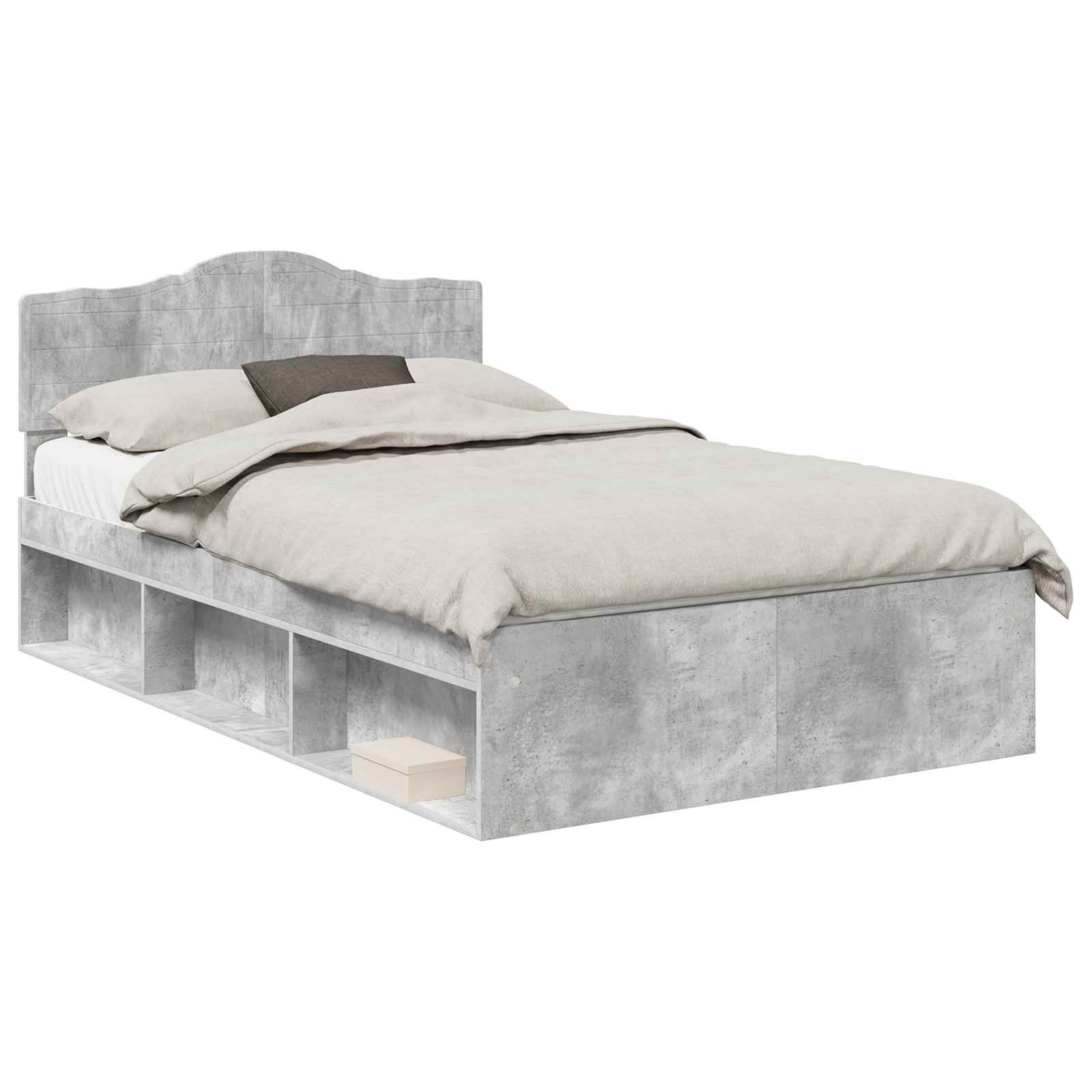 Krevetna konstrukcija s uzglavljem Betonska siva 135 x 190 cm
