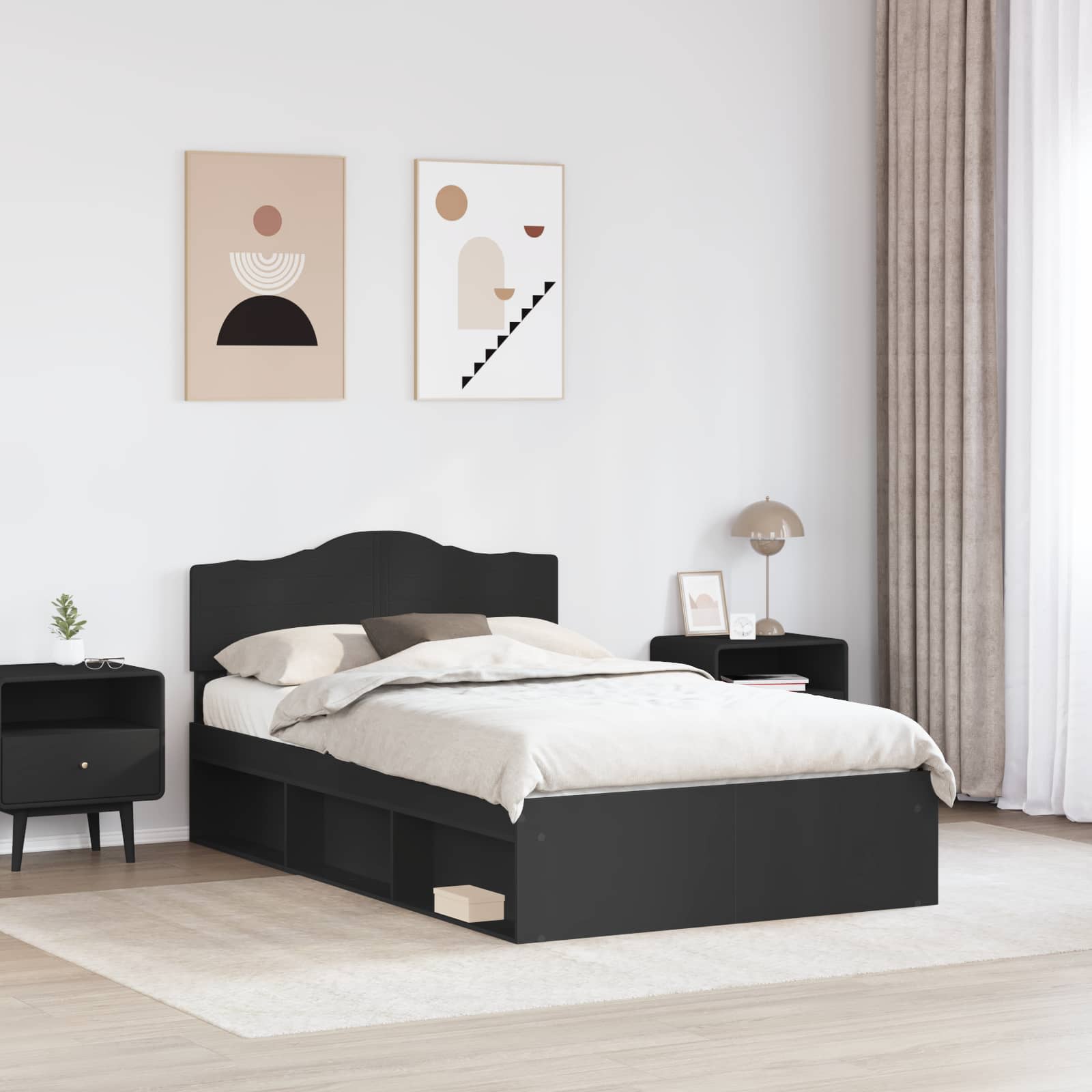 Krevetna konstrukcija Crna 120 x 200 cm Čvrsto borovo drvo