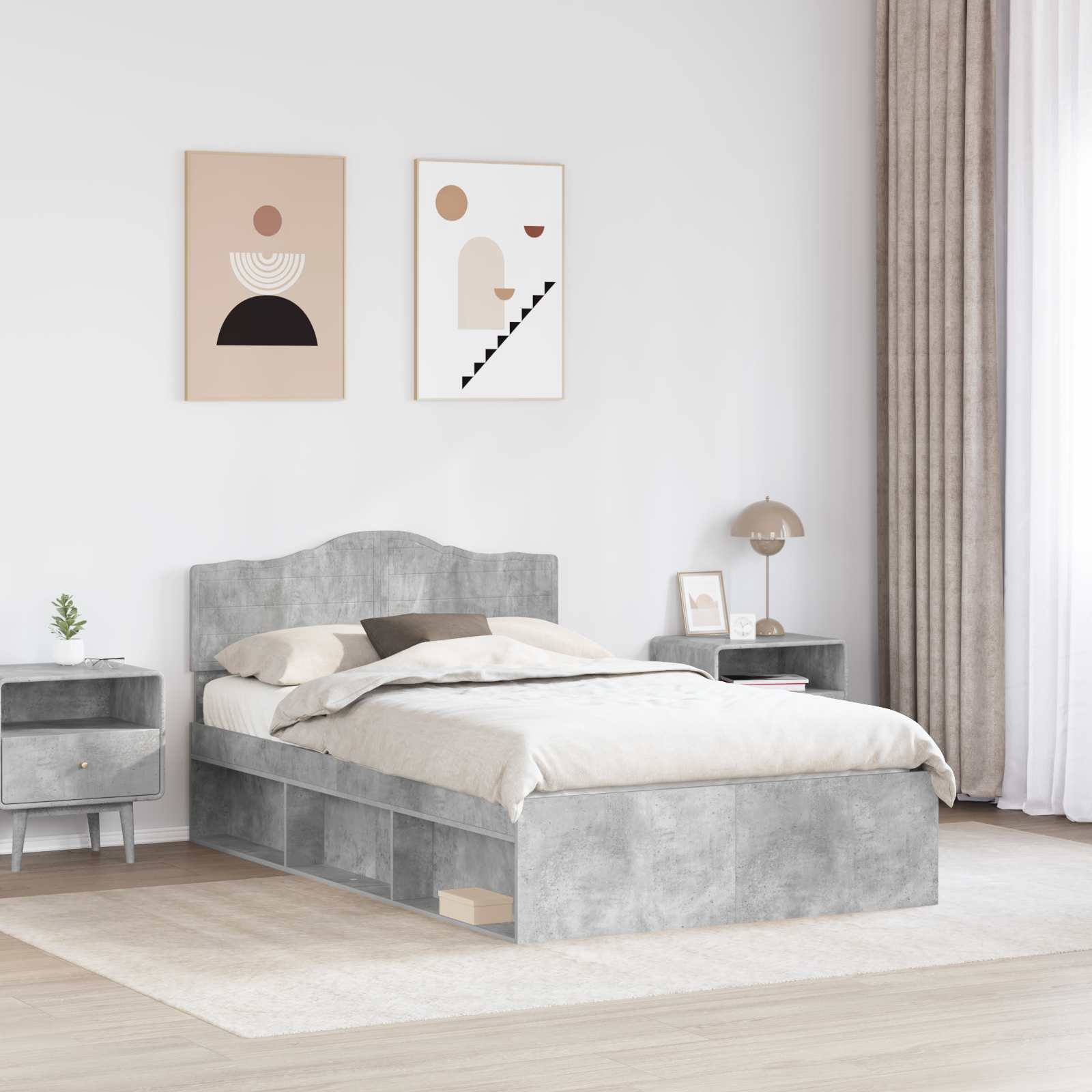 Krevetna konstrukcija Beton 120 x 200 cm Čvrsto borovo drvo