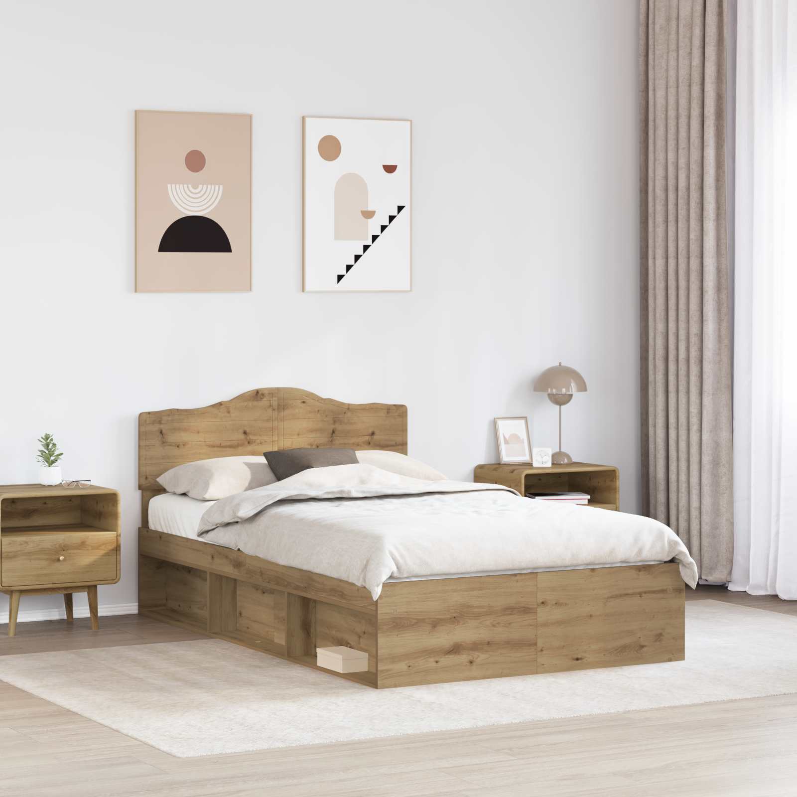 Krevetna konstrukcija Umjetnička hrastovina 120 x 200 cm