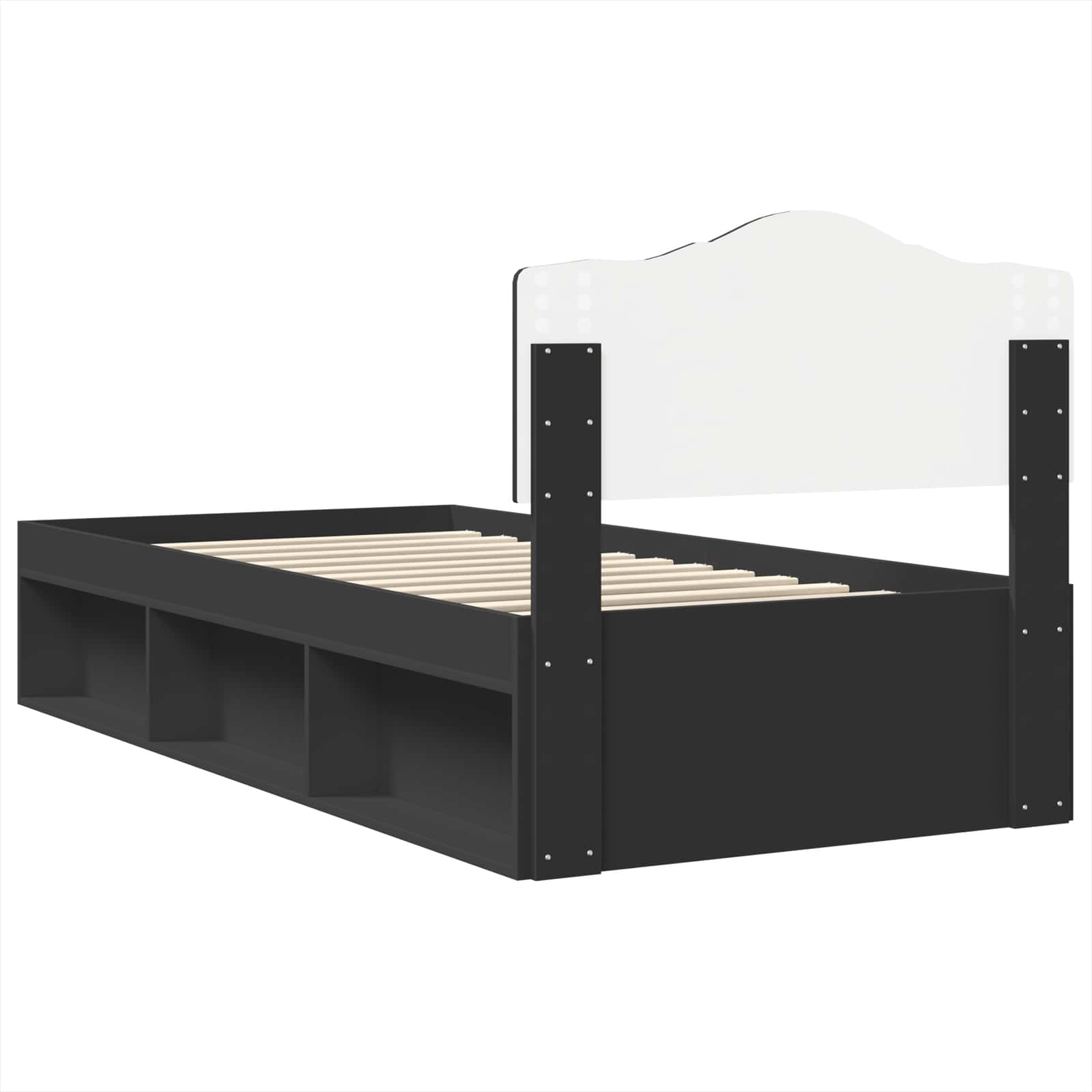 Krevetna konstrukcija Crna 90 x 200 cm Čvrsto borovo drvo