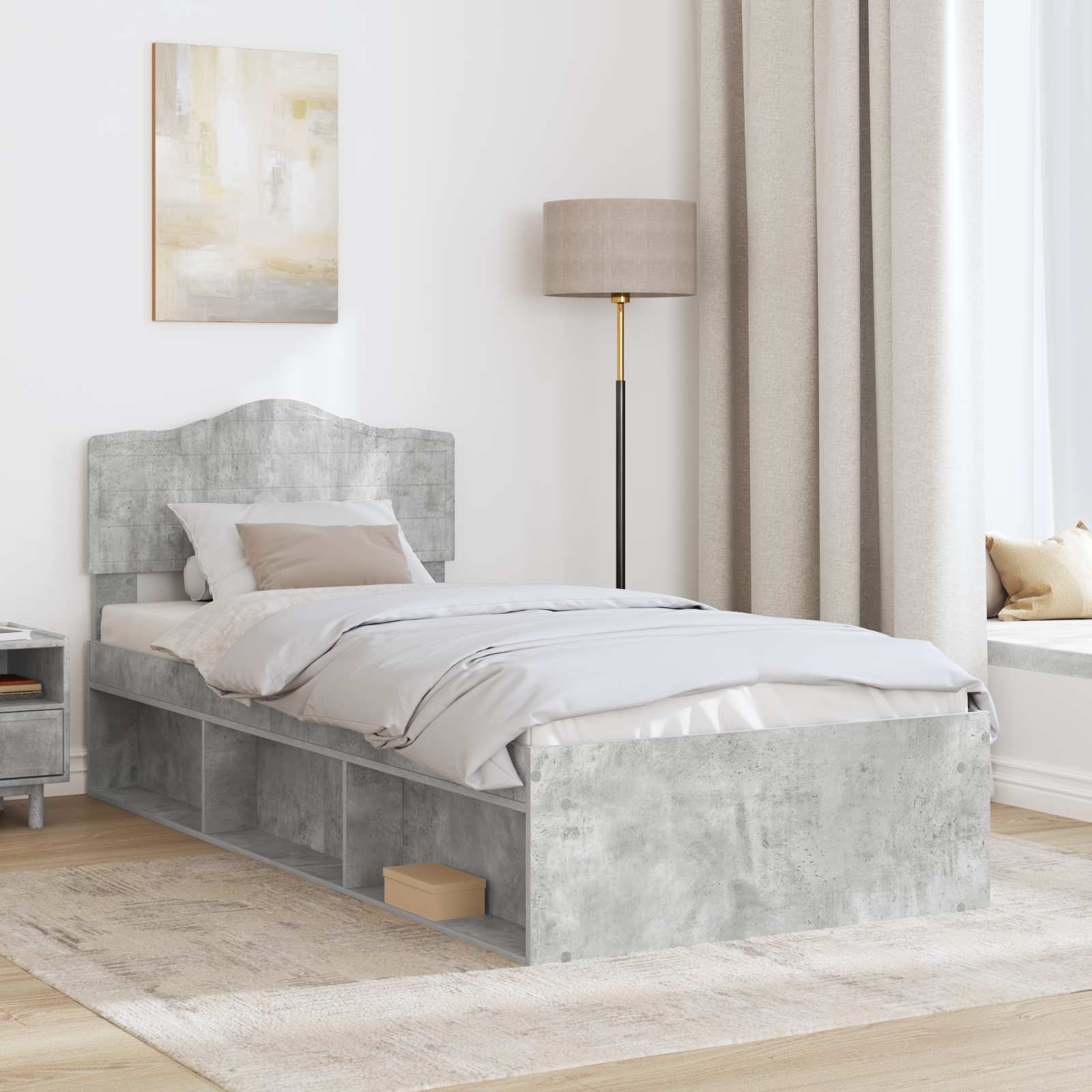 Krevetna konstrukcija Beton 90 x 200 cm Čvrsto borovo drvo