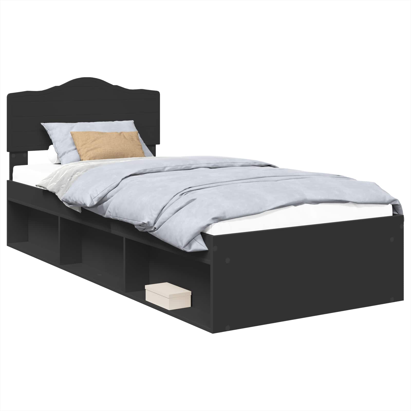 Krevetna konstrukcija Crna 90 x 190 cm Čvrsto borovo drvo