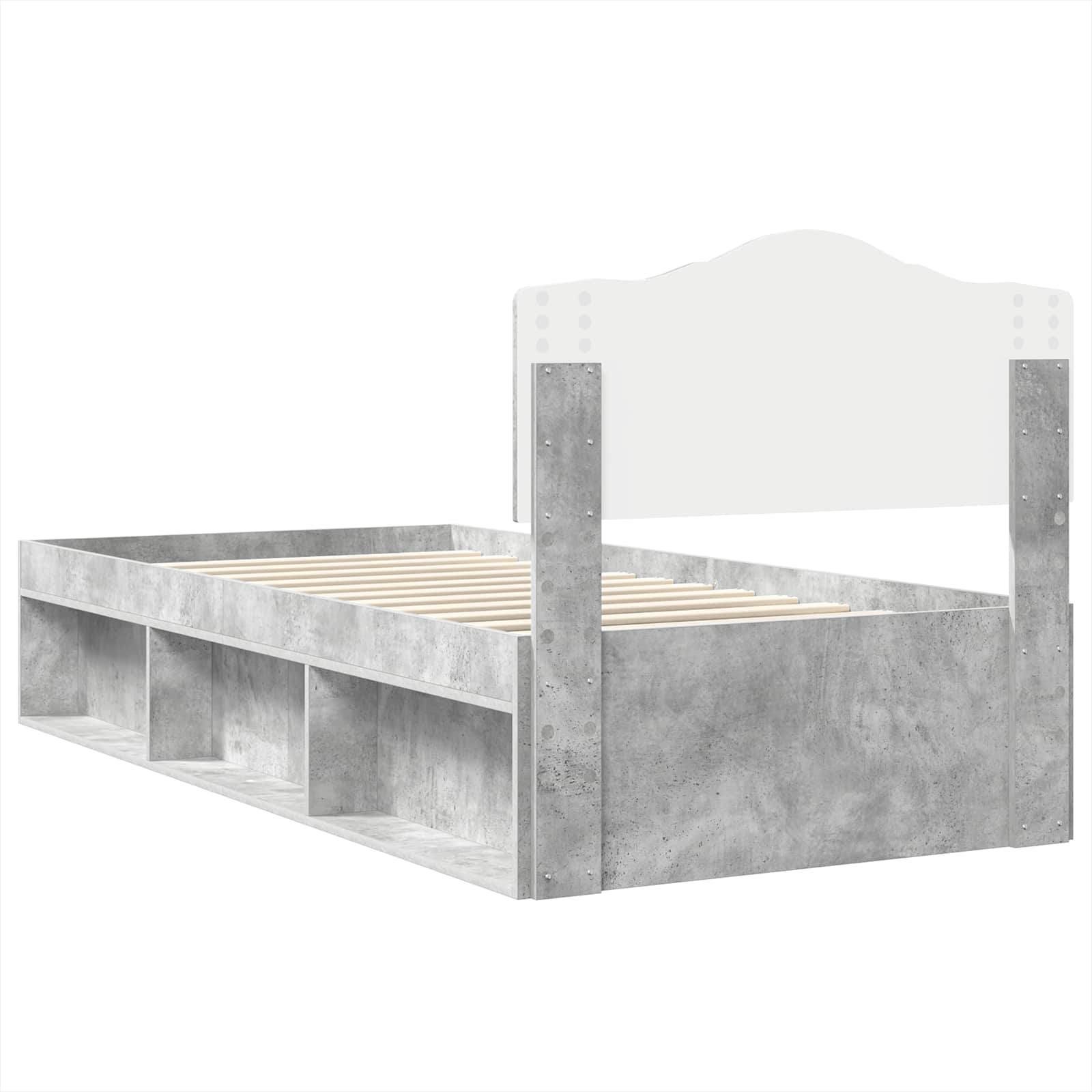 Krevetna konstrukcija s uzglavljem Betonska siva 90 x 190 cm