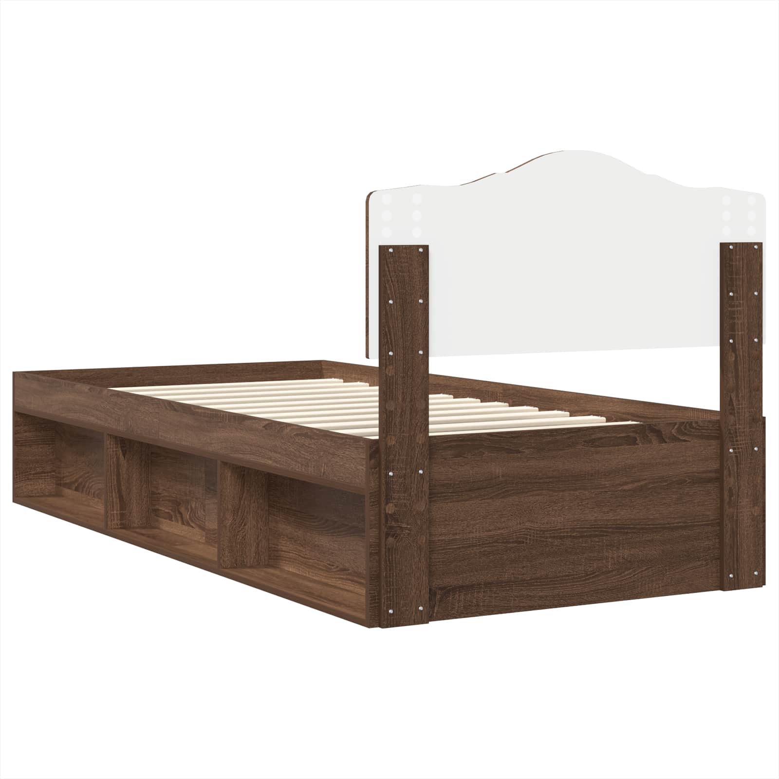 Krevetna konstrukcija s uzglavljem Smeđi hrast 90 x 190 cm