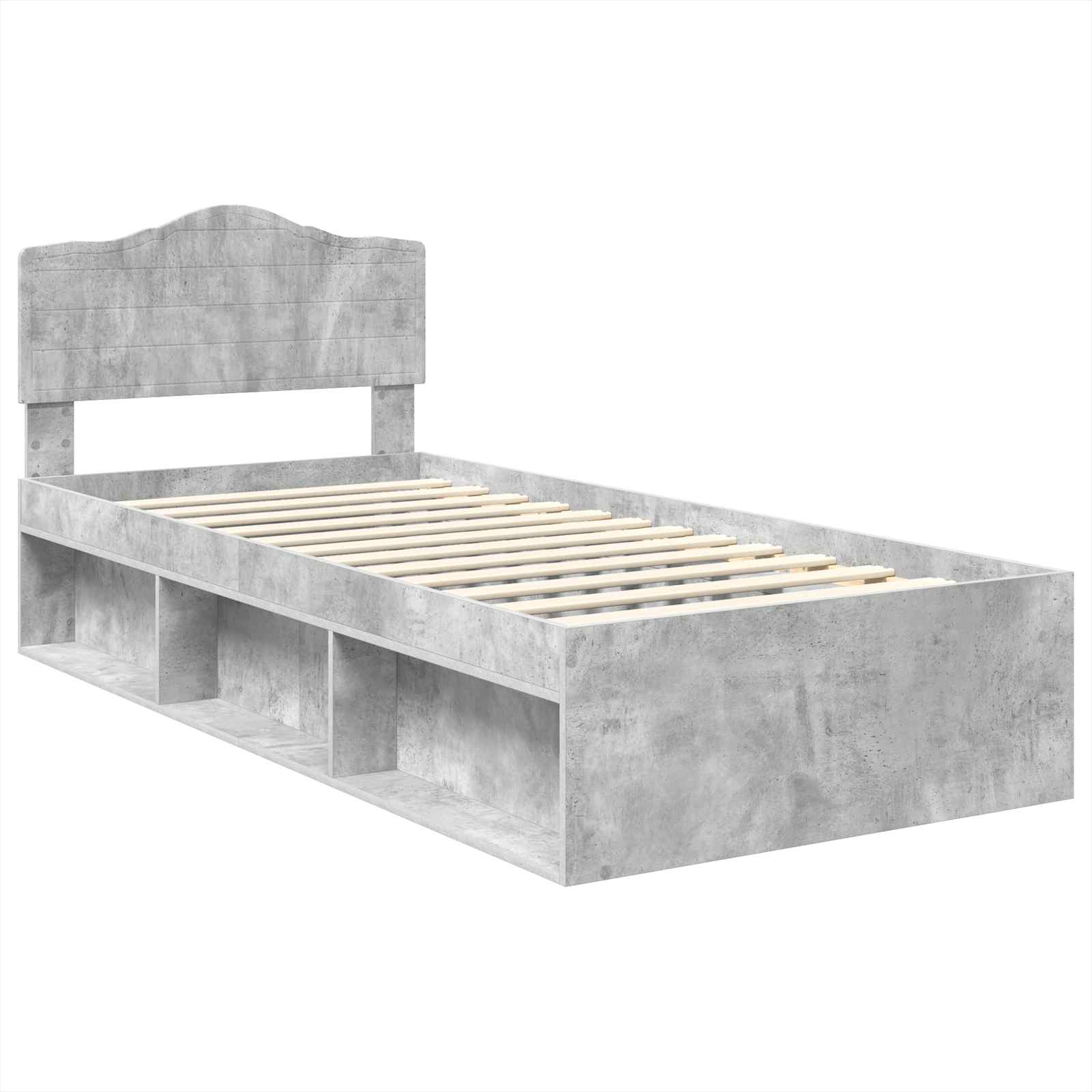 Krevetna konstrukcija s uzglavljem Betonska siva 75 x 190 cm