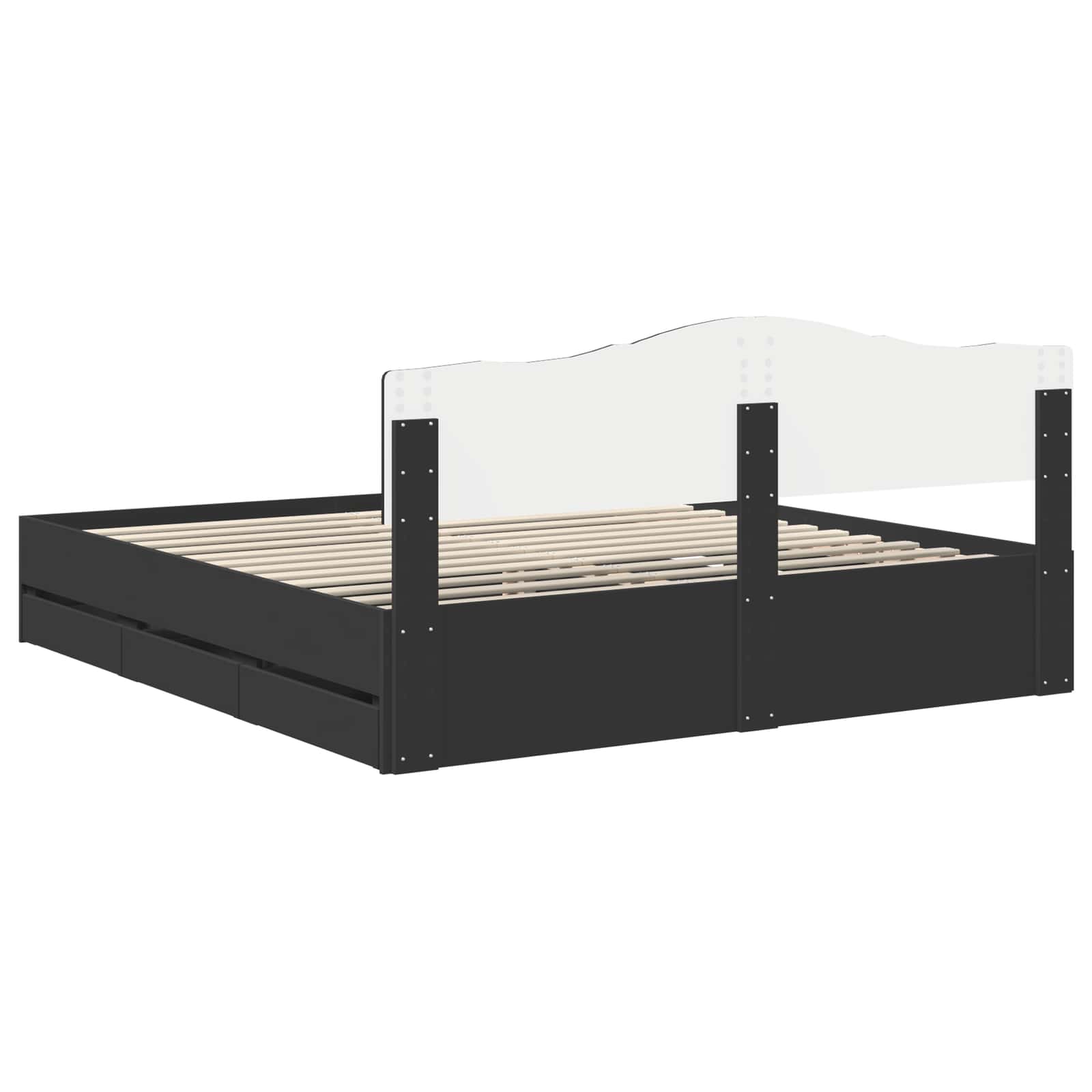 Krevetna konstrukcija Crna 200 x 200 cm Inženjersko Drvo