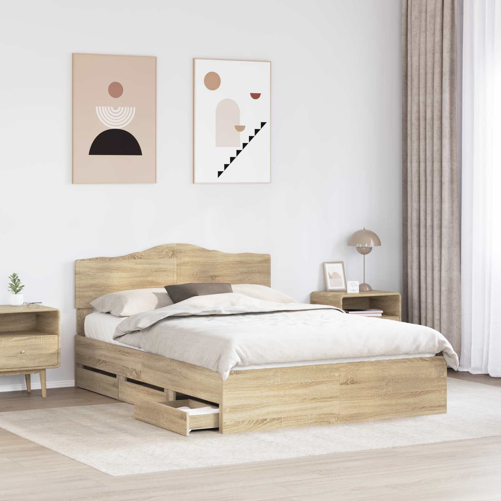 Krevetna konstrukcija s ladicama Sonoma hrast 150 x 200 cm