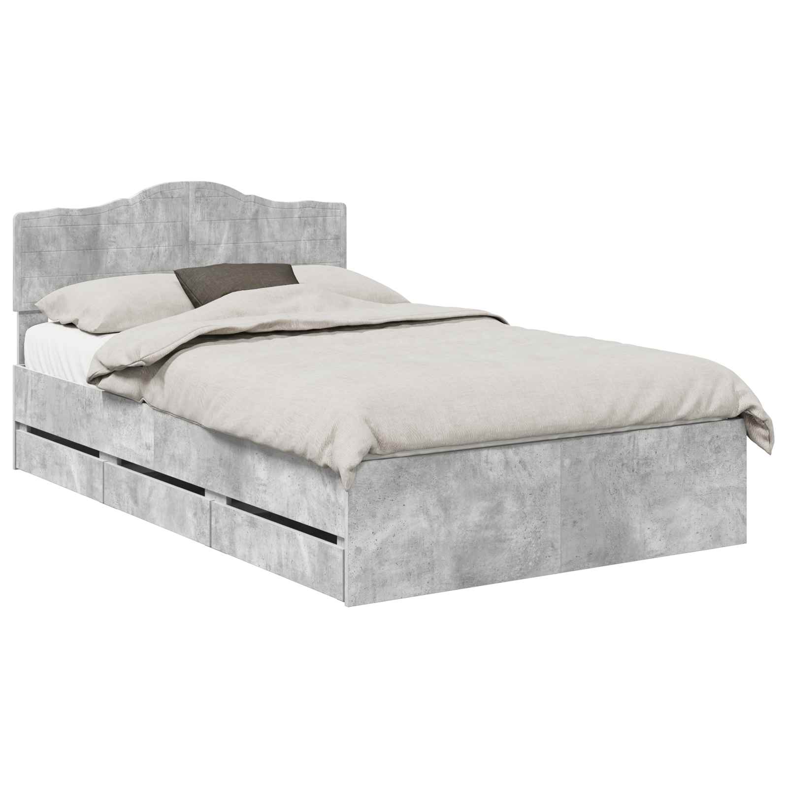 Krevetna konstrukcija s ladicama Betonski sivi 135 x 190 cm