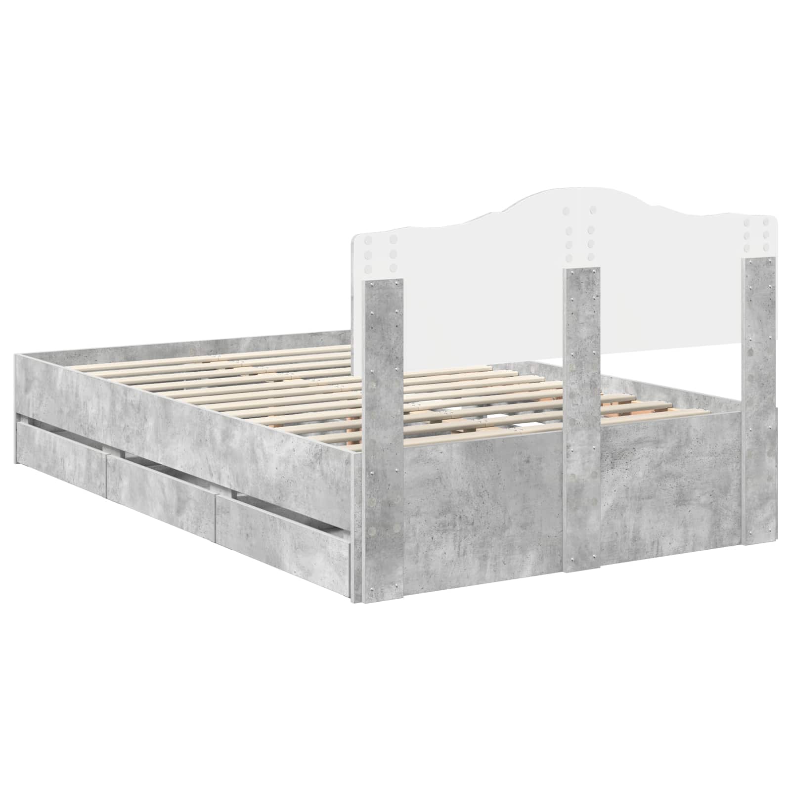 Krevetna konstrukcija s ladicama Betonski sivi 135 x 190 cm