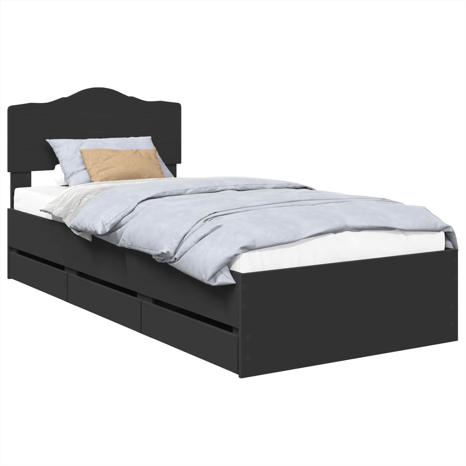 Krevetna konstrukcija Crna 90 x 200 cm Inženjersko Drvo