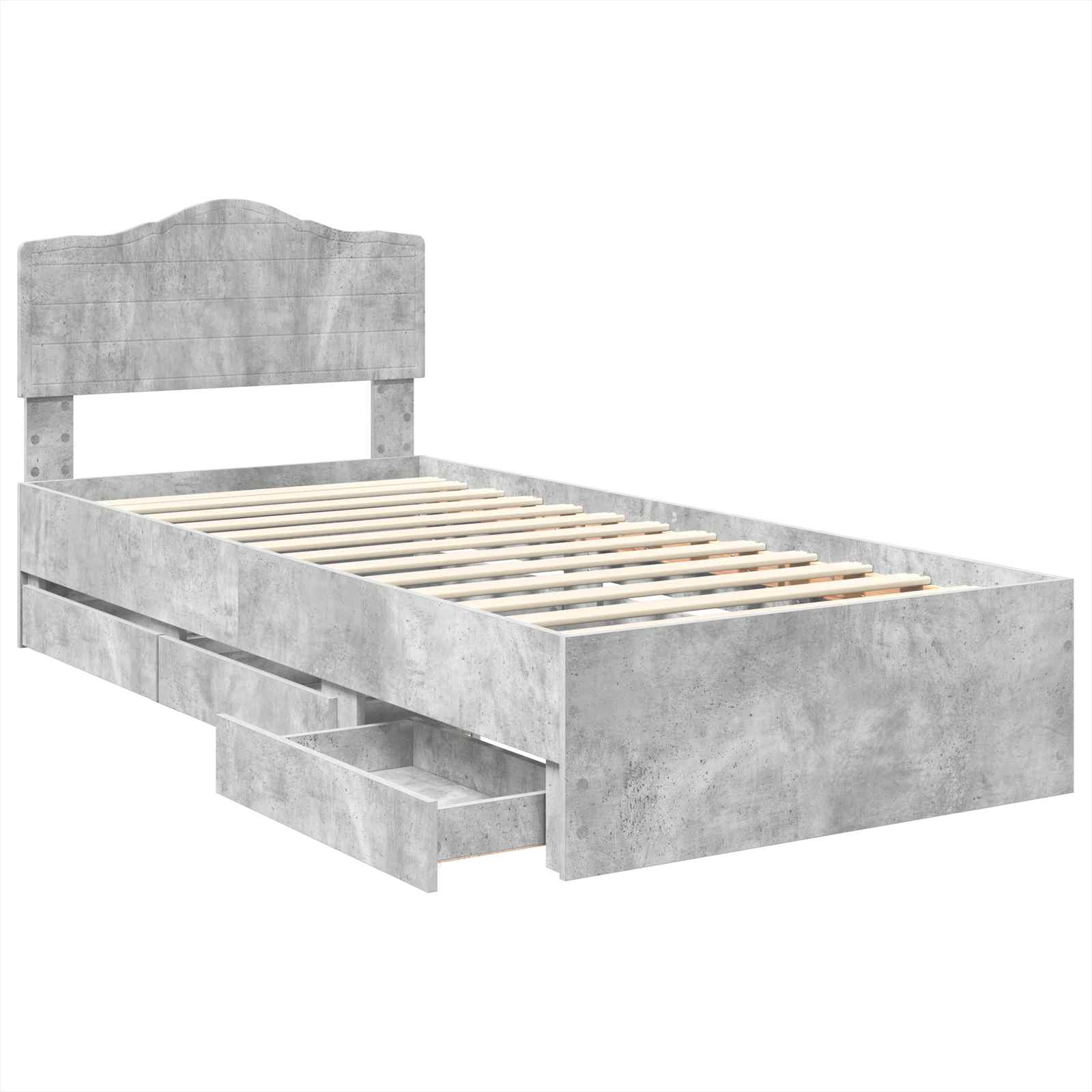 Krevetna konstrukcija s ladicama Betonski sivi 90 x 190 cm
