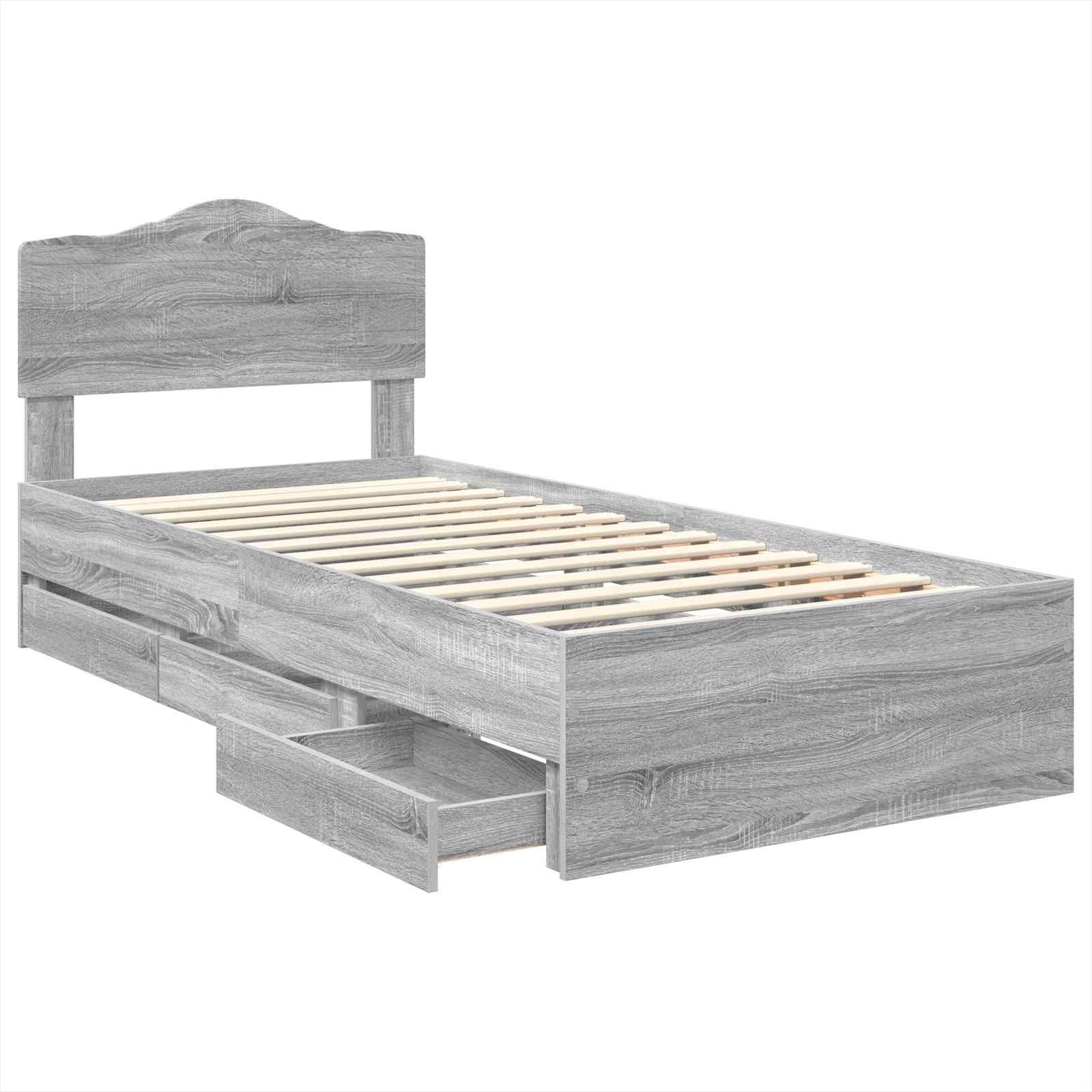 Krevetna konstrukcija Siva Sonoma 75 x 190 cm Inženjersko Drvo