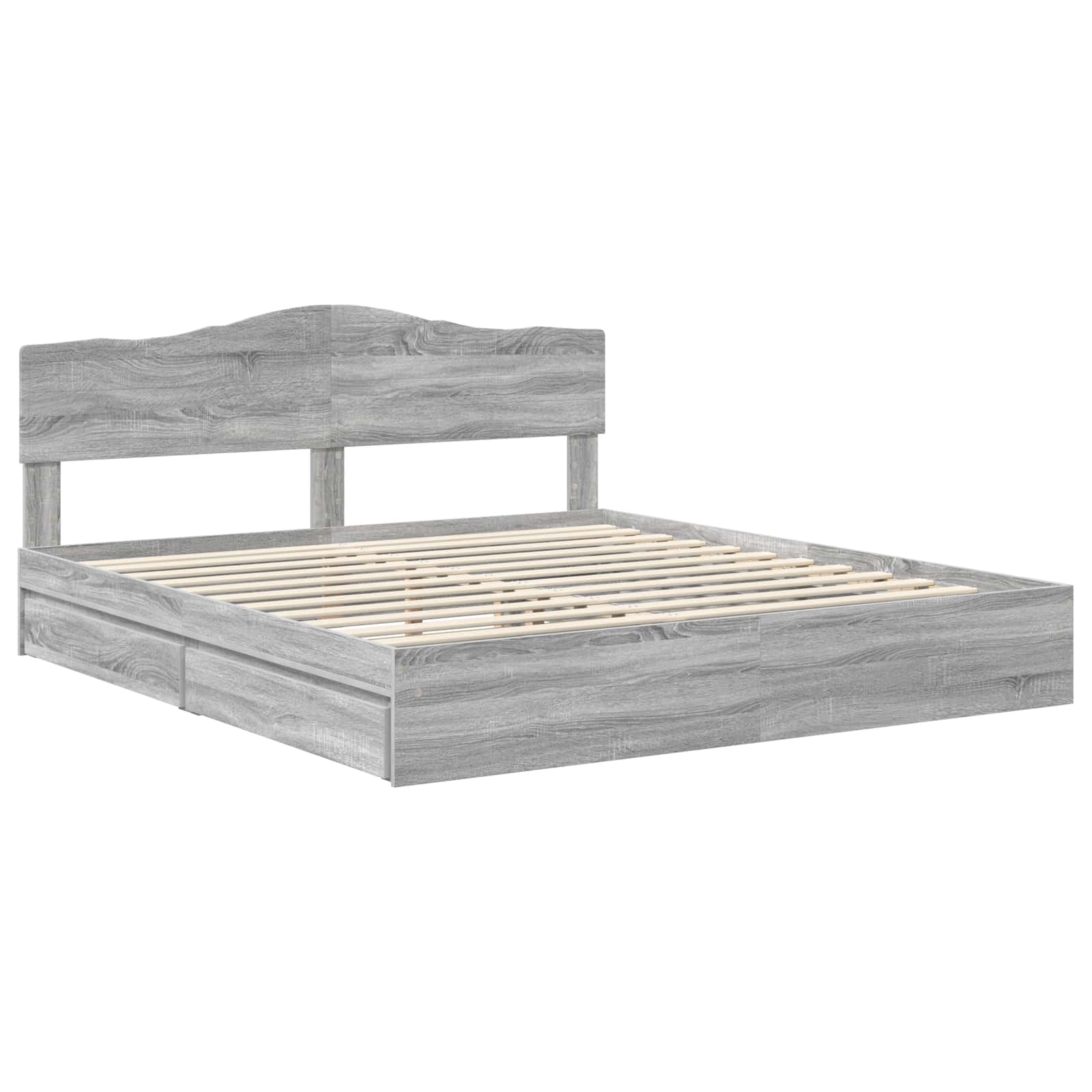 Krevet s od storage Siva Sonoma 200 x 200 cm Konstruirano drvo
