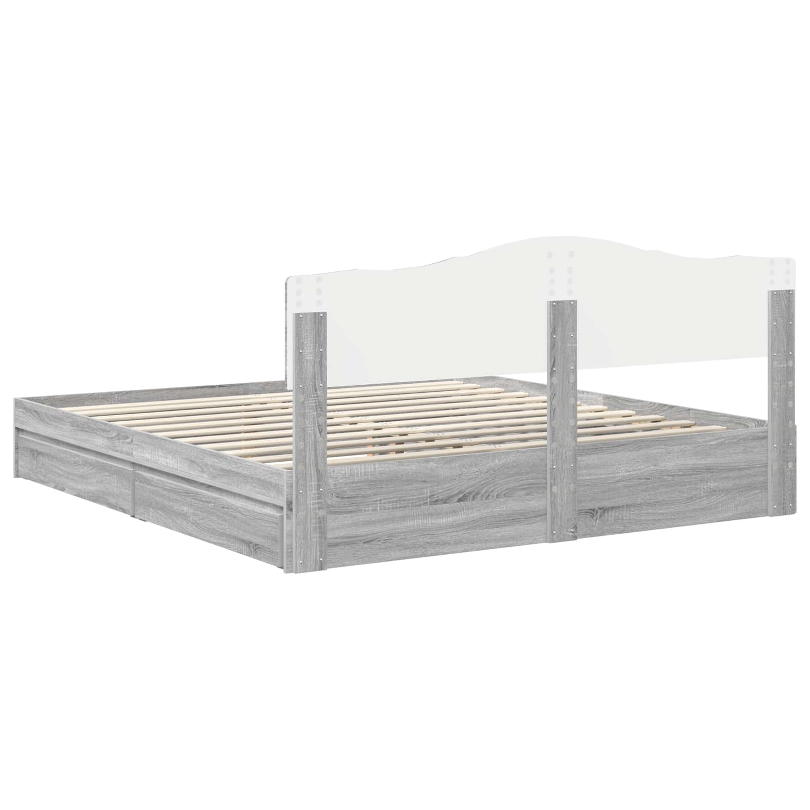 Krevet s od storage Siva Sonoma 200 x 200 cm Konstruirano drvo