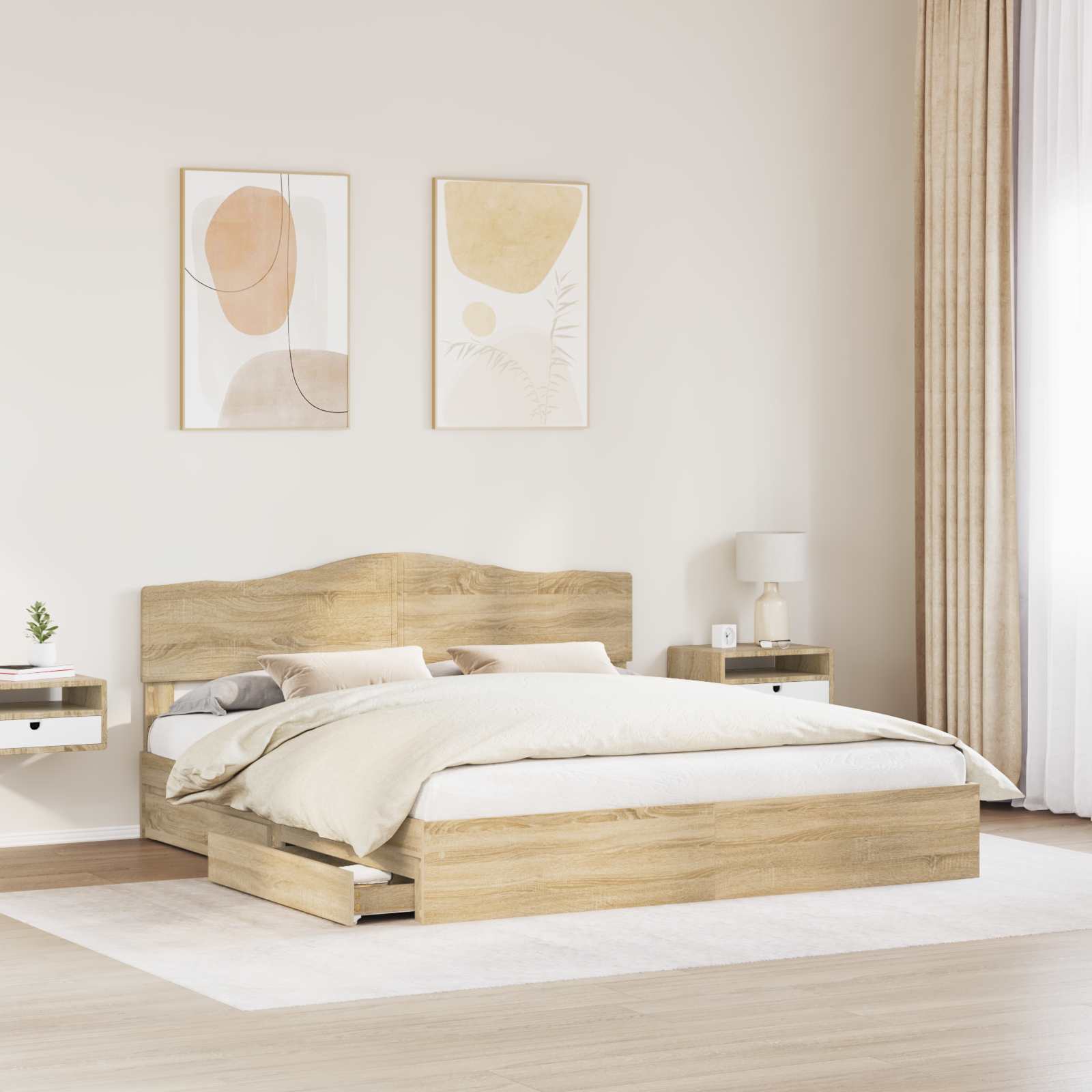 Krevet s od storage Sonoma hrast 180 x 200 cm Konstruirano drvo