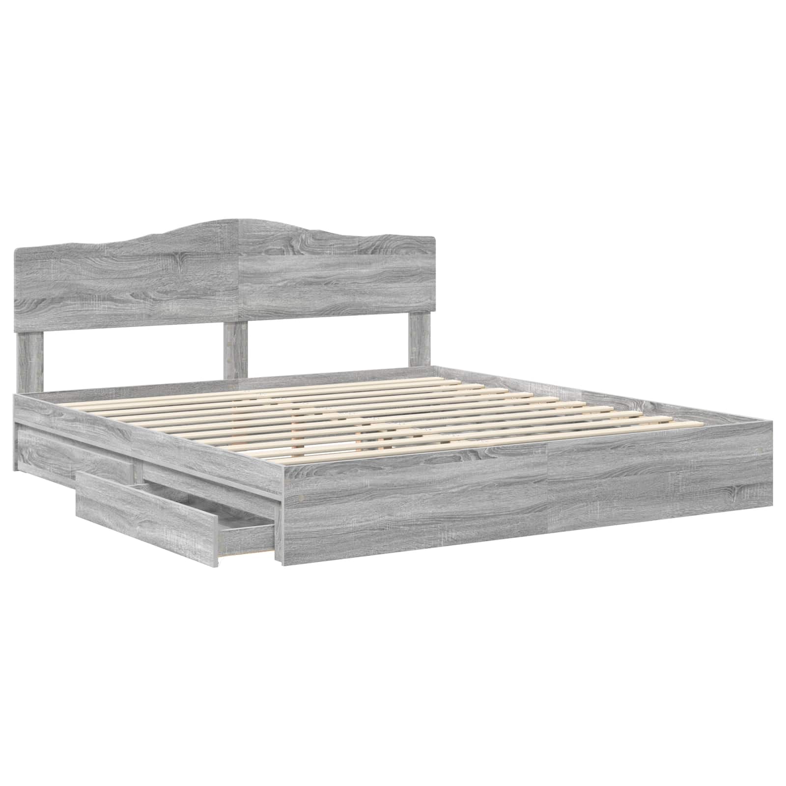 Krevet s od storage Siva Sonoma 180 x 200 cm Konstruirano drvo