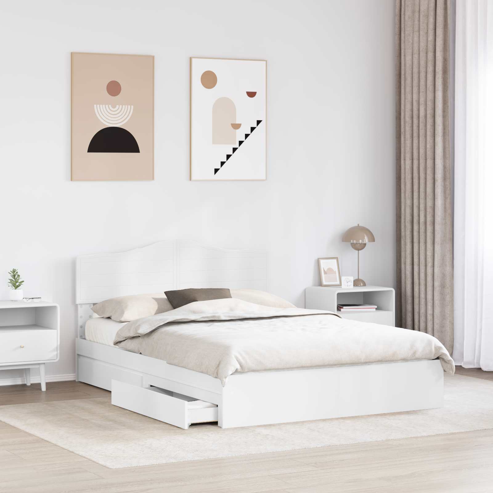 Krevet s od storage Bijelo 160 x 200 cm Konstruirano drvo