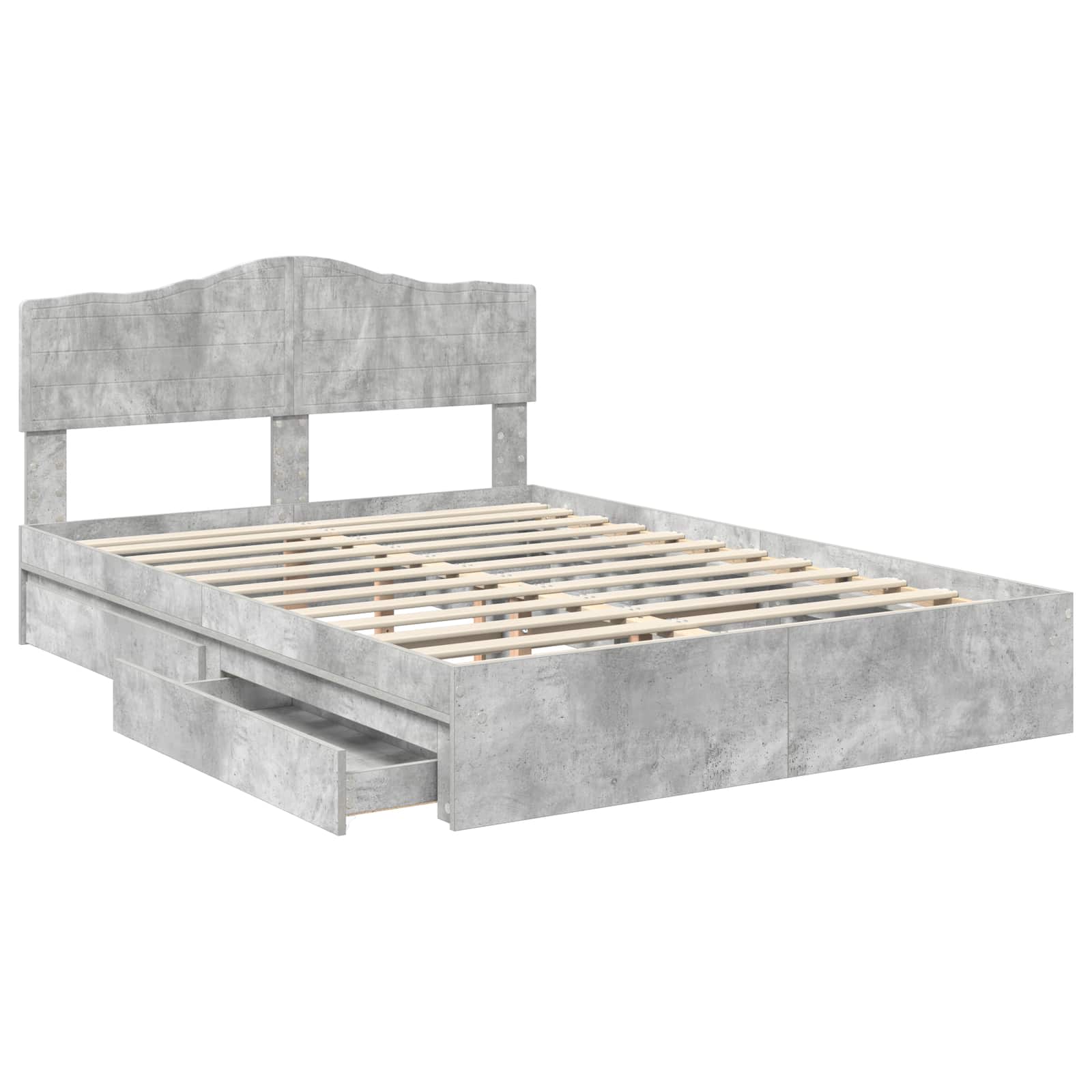 Krevet s od storage s uzglavljem Betonski sivi 150 x 200 cm