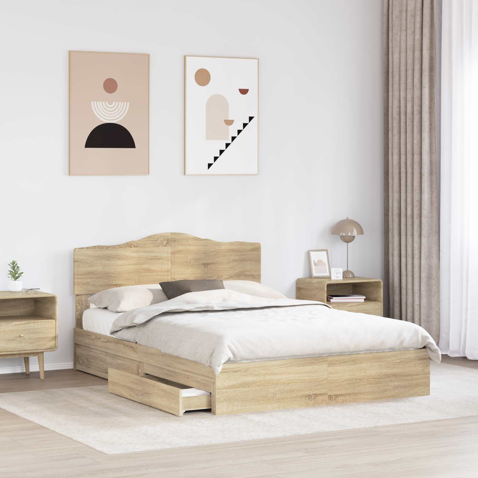 Krevet s od storage Sonoma hrast 140 x 200 cm Konstruirano drvo