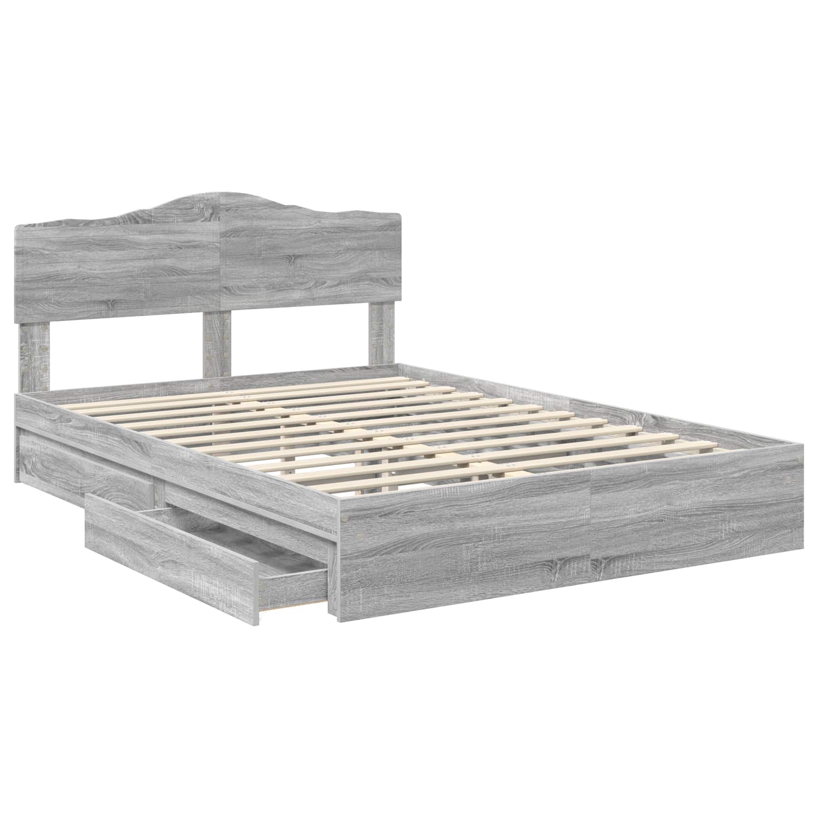 Krevet s od storage Siva Sonoma 140 x 200 cm Konstruirano drvo