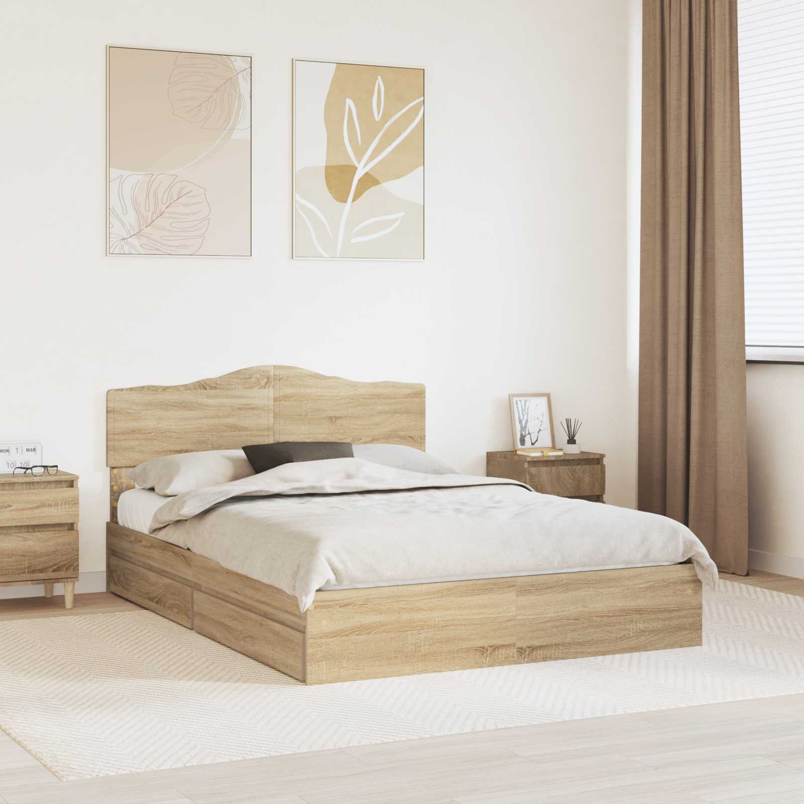Krevet s od storage Sonoma hrast 140 x 190 cm Konstruirano drvo