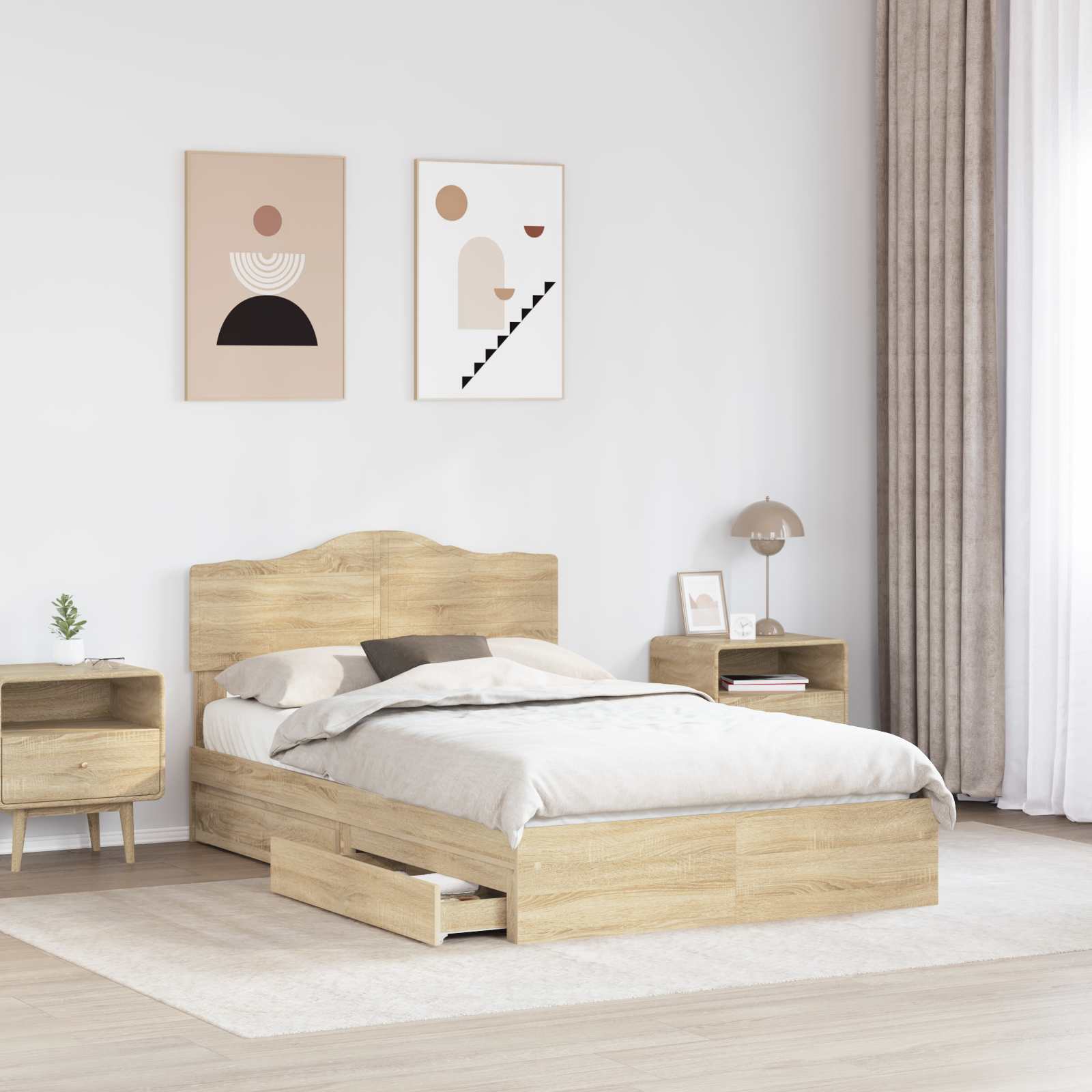 Krevet s od storage Sonoma hrast 135 x 190 cm Konstruirano drvo