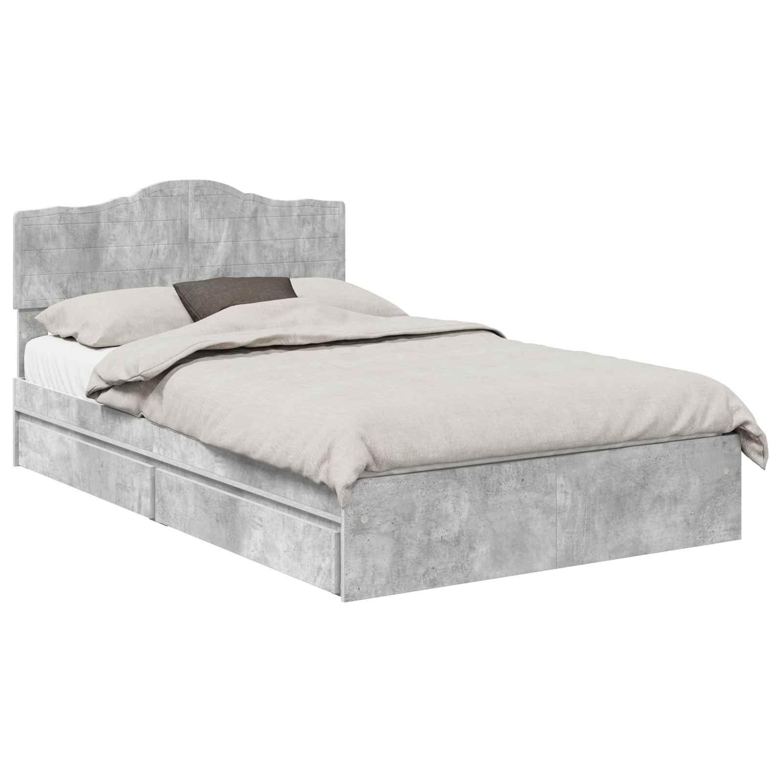 Krevet s od storage s uzglavljem Betonski sivi 135 x 190 cm