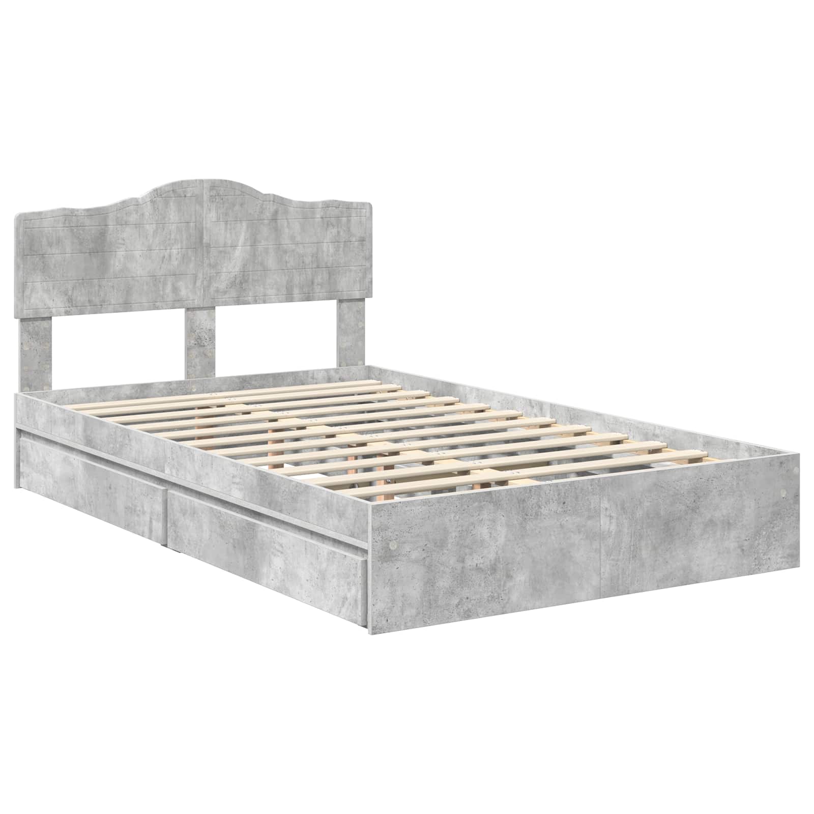 Krevet s od storage s uzglavljem Betonski sivi 135 x 190 cm