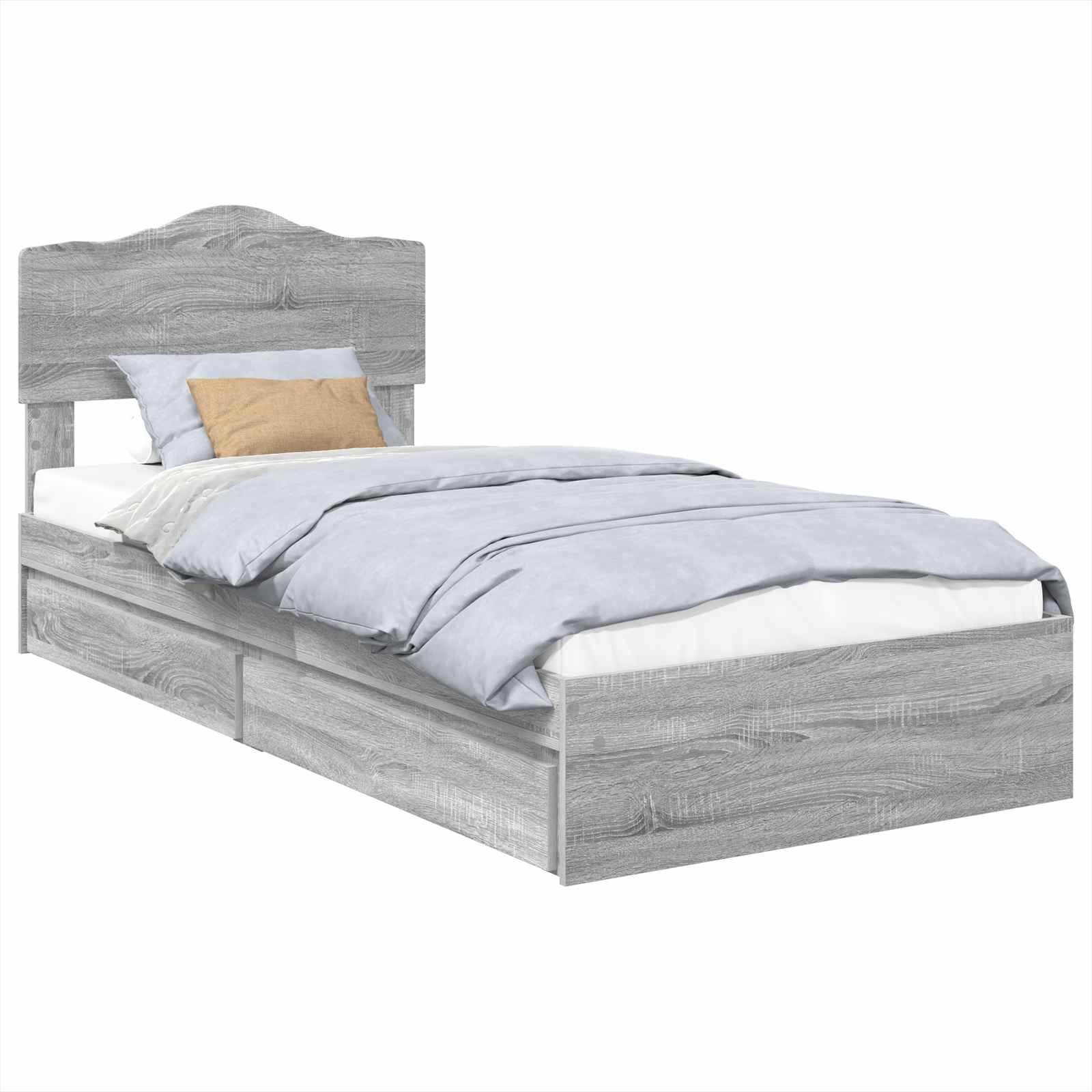 Krevet s od storage Siva Sonoma 100 x 200 cm Konstruirano drvo