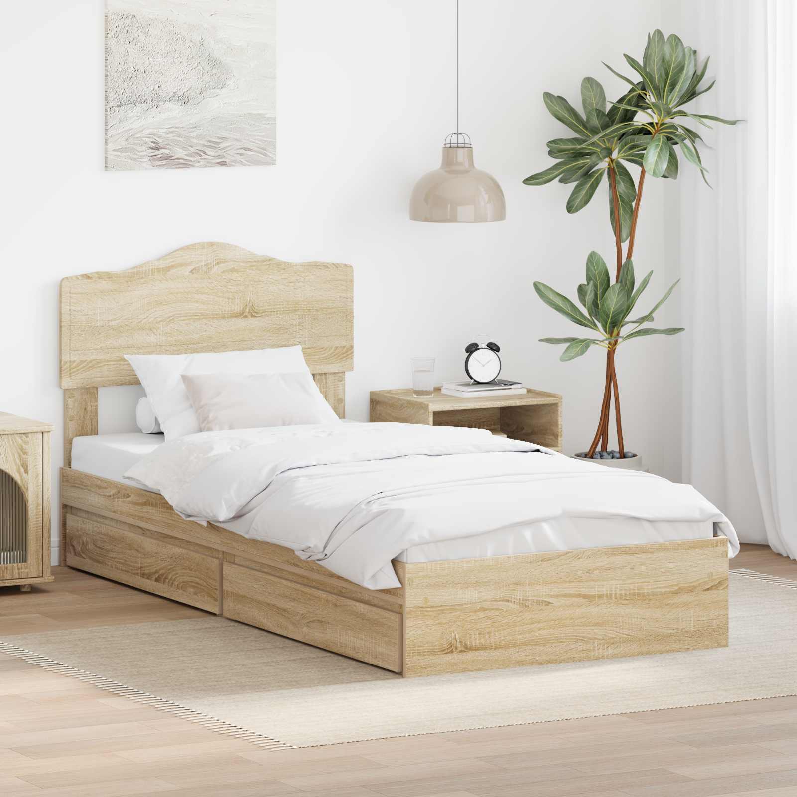 Krevet s od storage Sonoma hrast 90 x 200 cm Konstruirano drvo