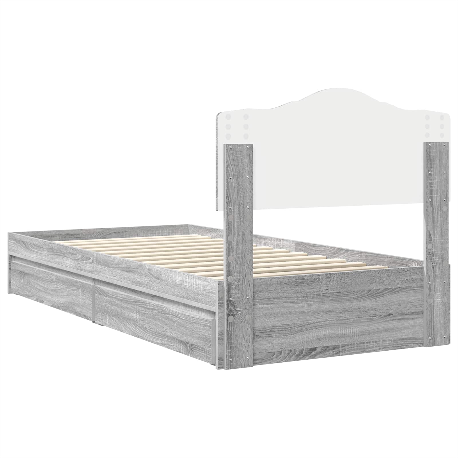 Krevet s od storage Siva Sonoma 90 x 200 cm Konstruirano drvo