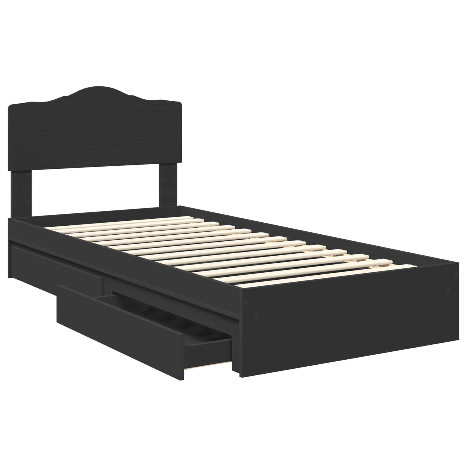 Krevet s od storage Crna 90 x 190 cm Konstruirano drvo