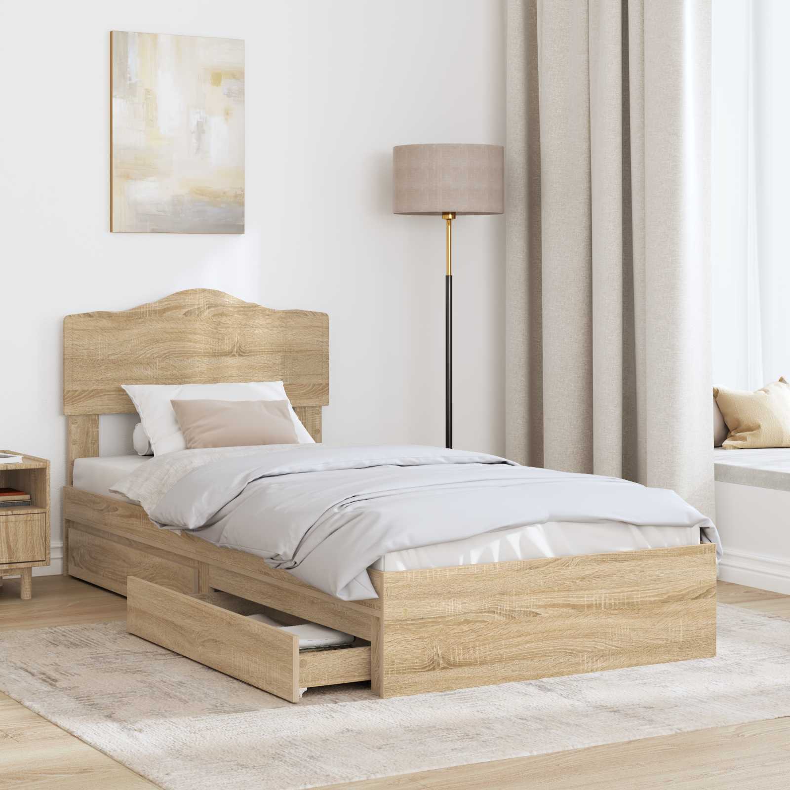 Krevet s od storage Sonoma hrast 90 x 190 cm Konstruirano drvo