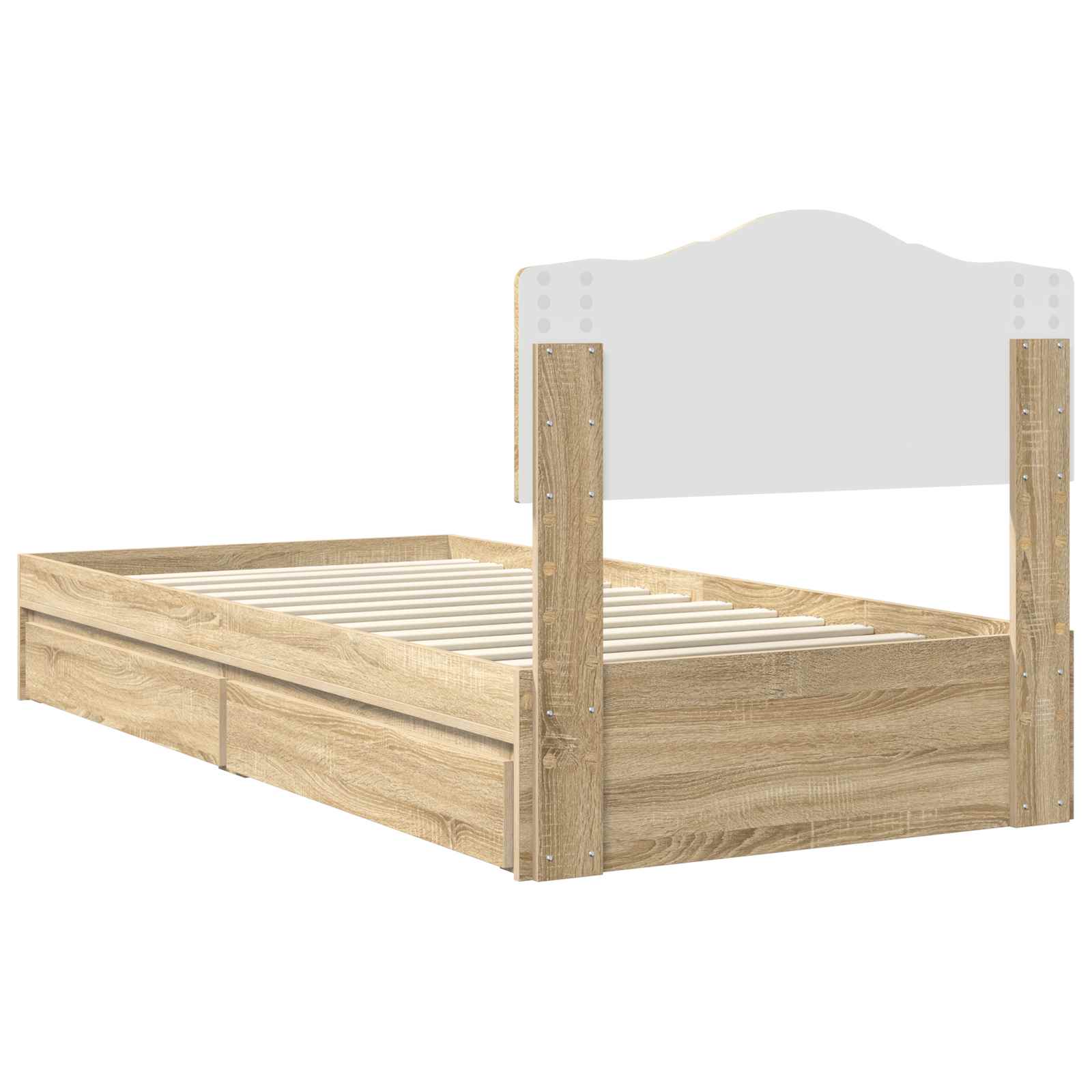 Krevet s od storage Sonoma hrast 90 x 190 cm Konstruirano drvo
