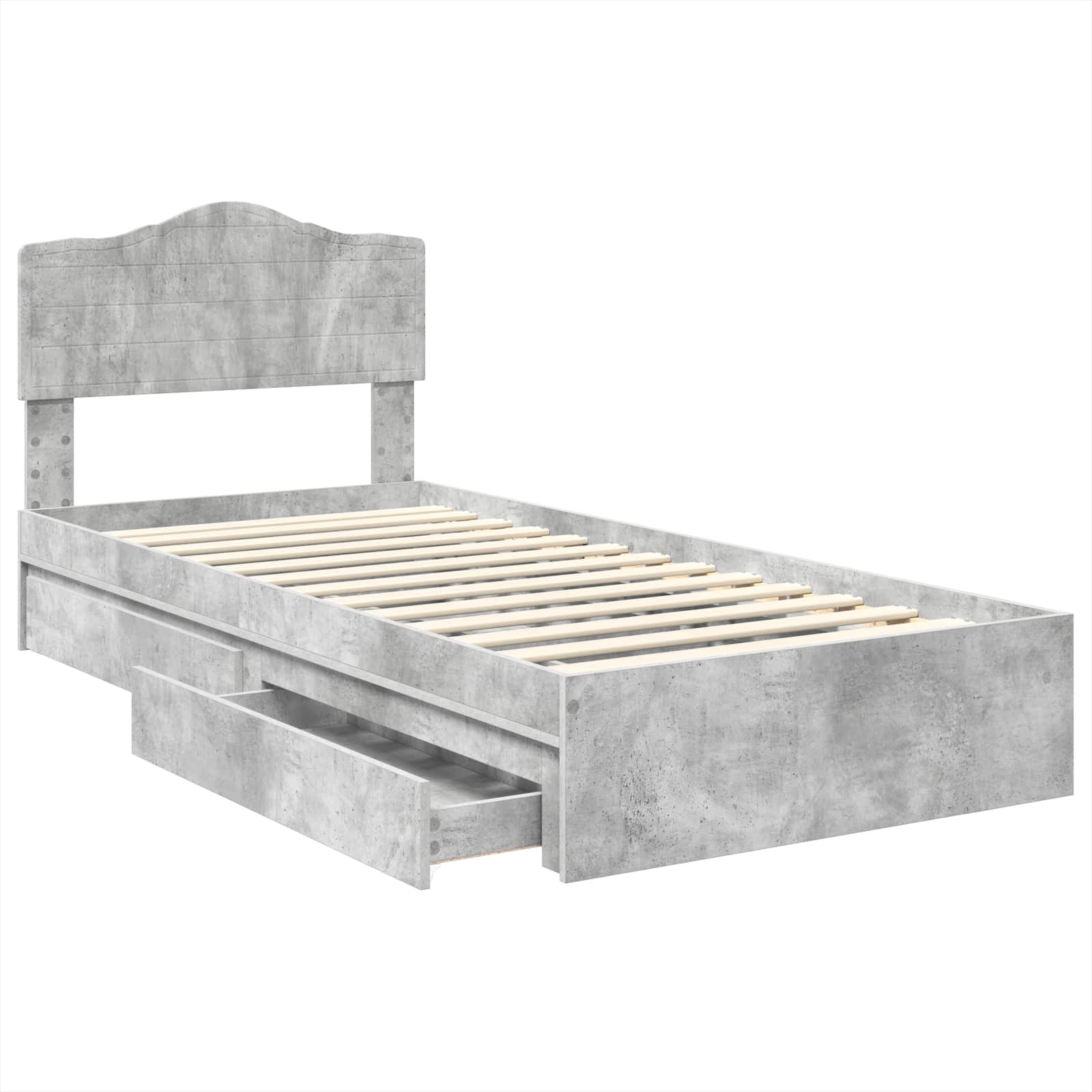 Krevet s od storage Betonski sivi 90 x 190 cm Konstruirano drvo