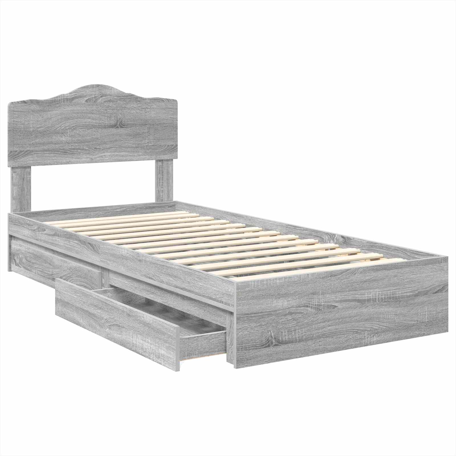 Krevet s od storage Siva Sonoma 90 x 190 cm Konstruirano drvo