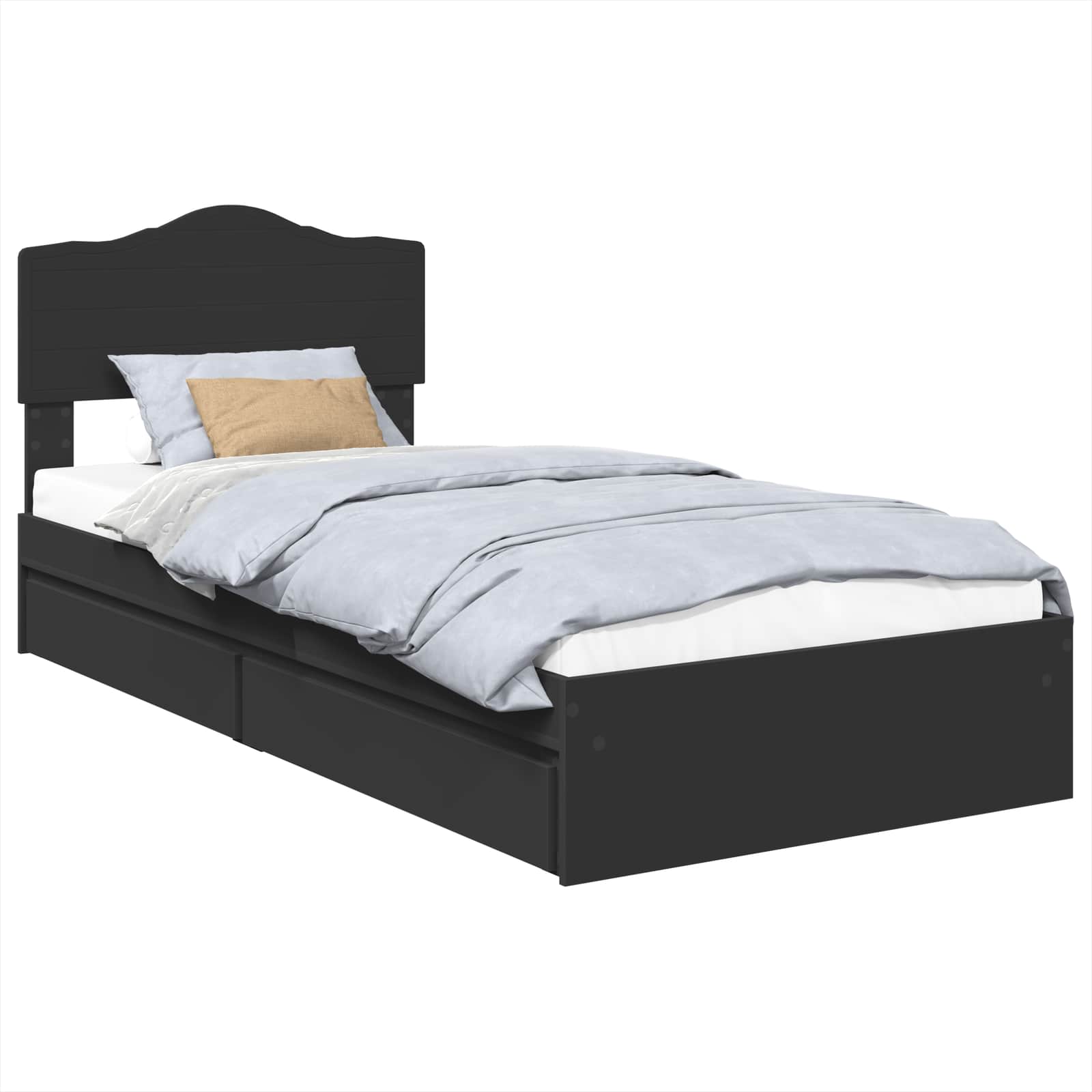 Krevet s od storage Crna 70 x 190 cm Konstruirano drvo