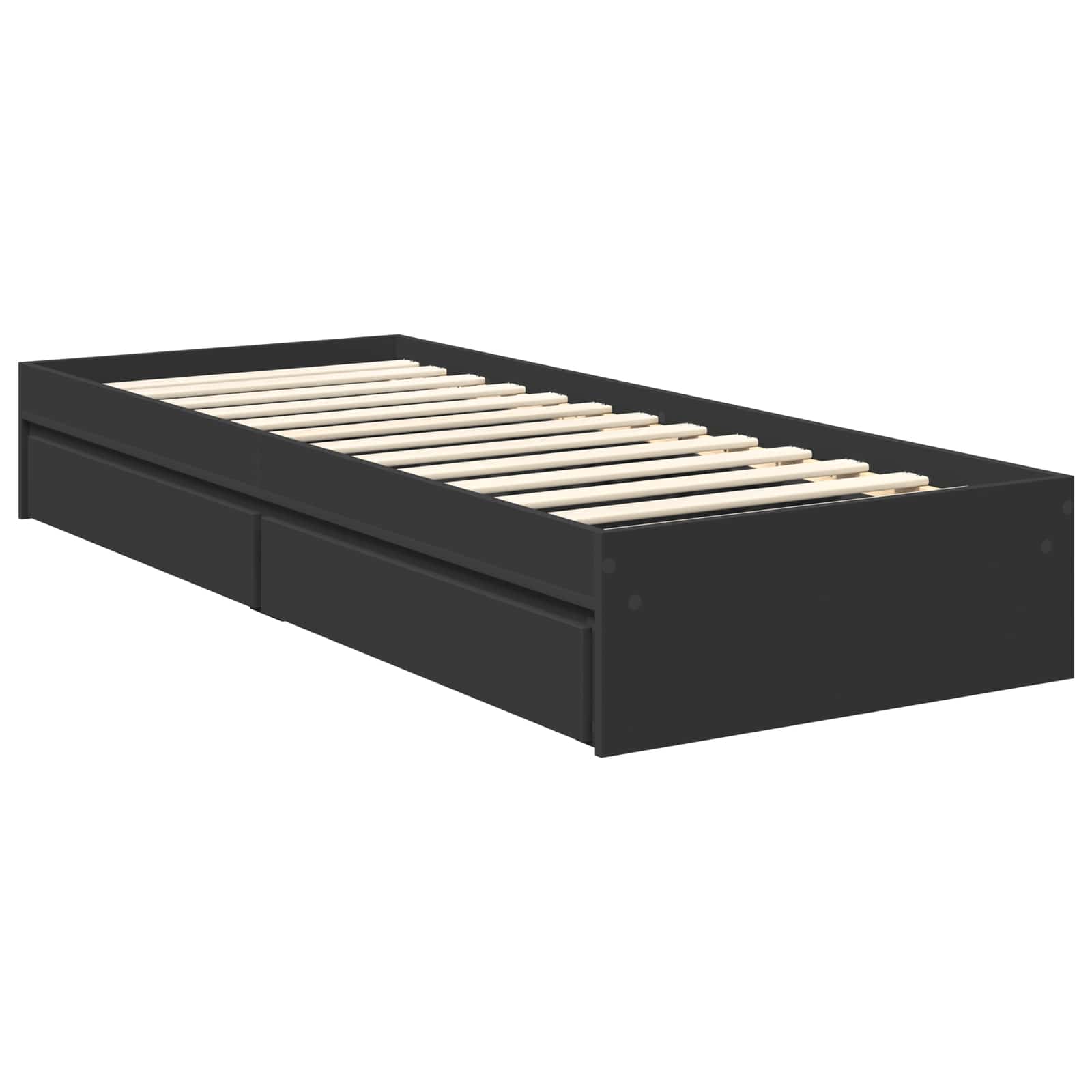 Krevet s od storage Crna 70 x 190 cm Konstruirano drvo