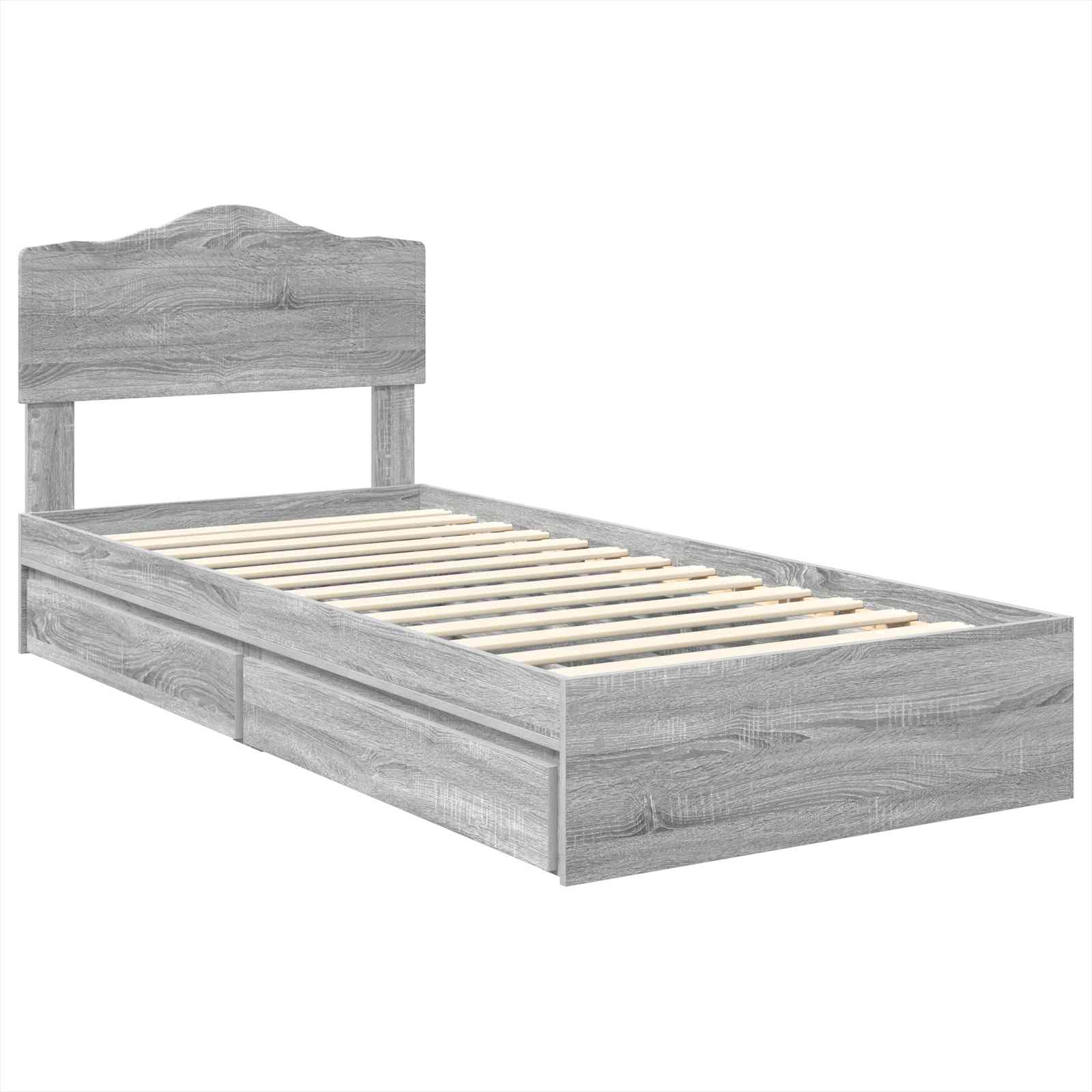 Krevet s od storage Siva Sonoma 70 x 190 cm Konstruirano drvo
