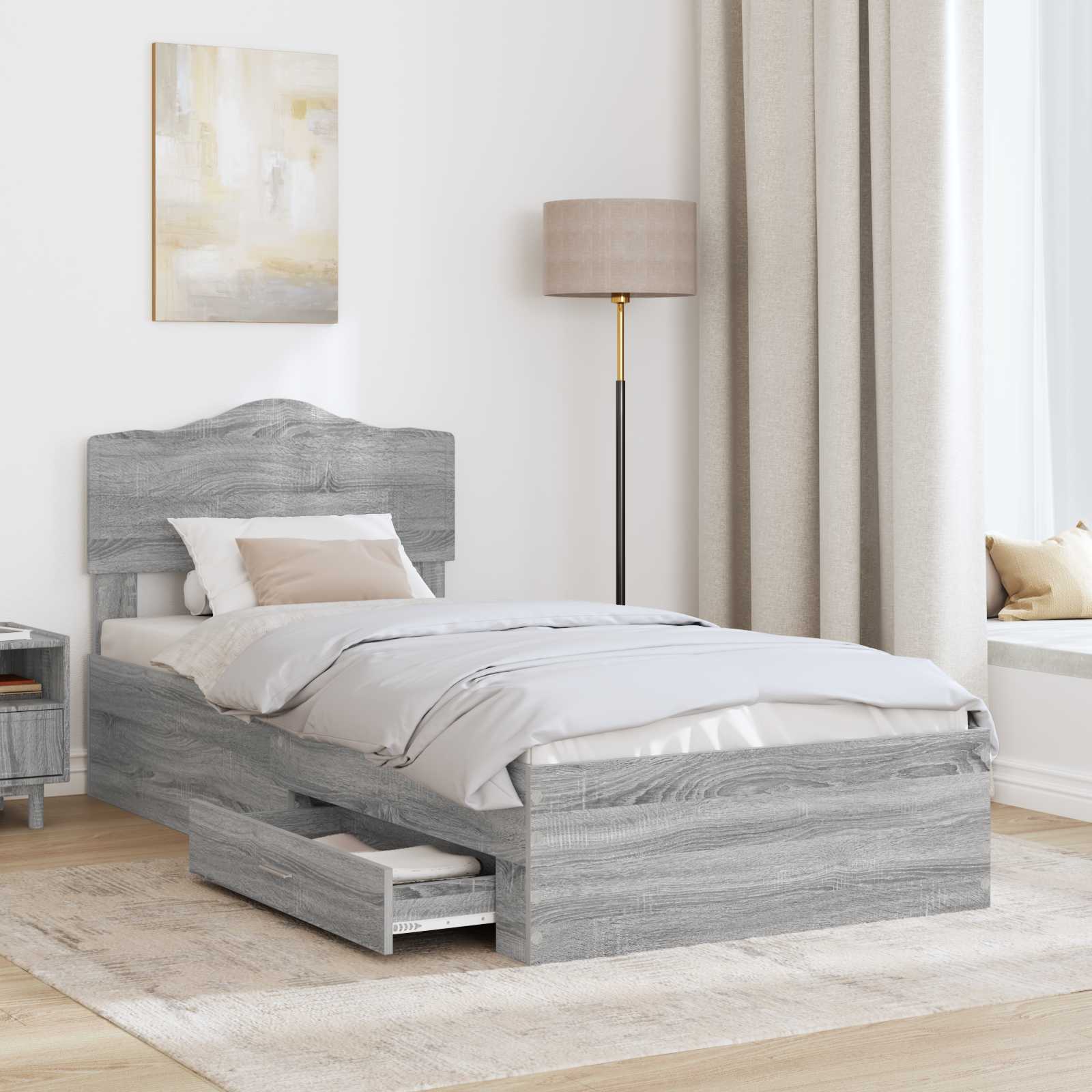 Krevetna konstrukcija Siva Sonoma 90 x 190 cm Konstruirano drvo