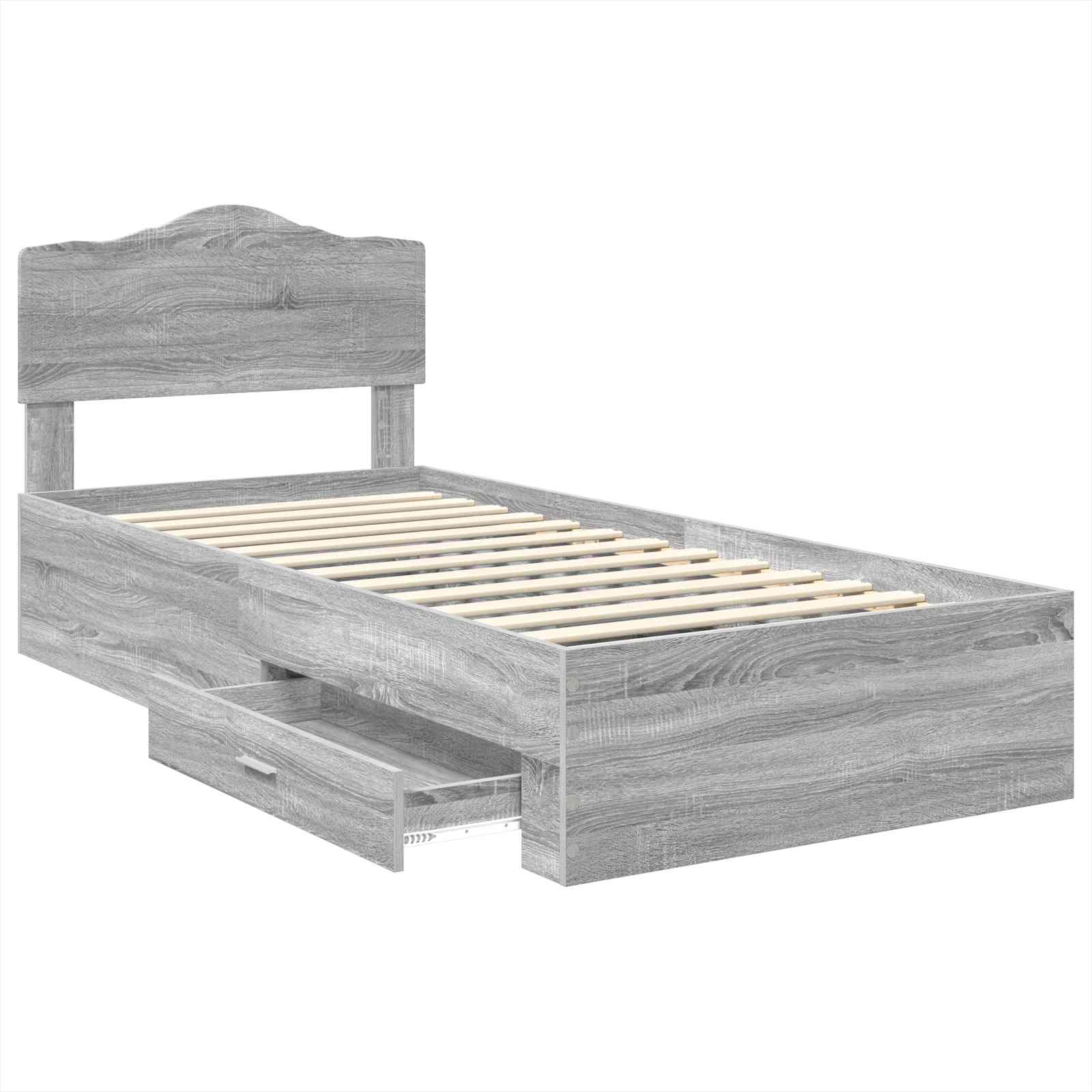 Krevetna konstrukcija Siva Sonoma 90 x 190 cm Konstruirano drvo