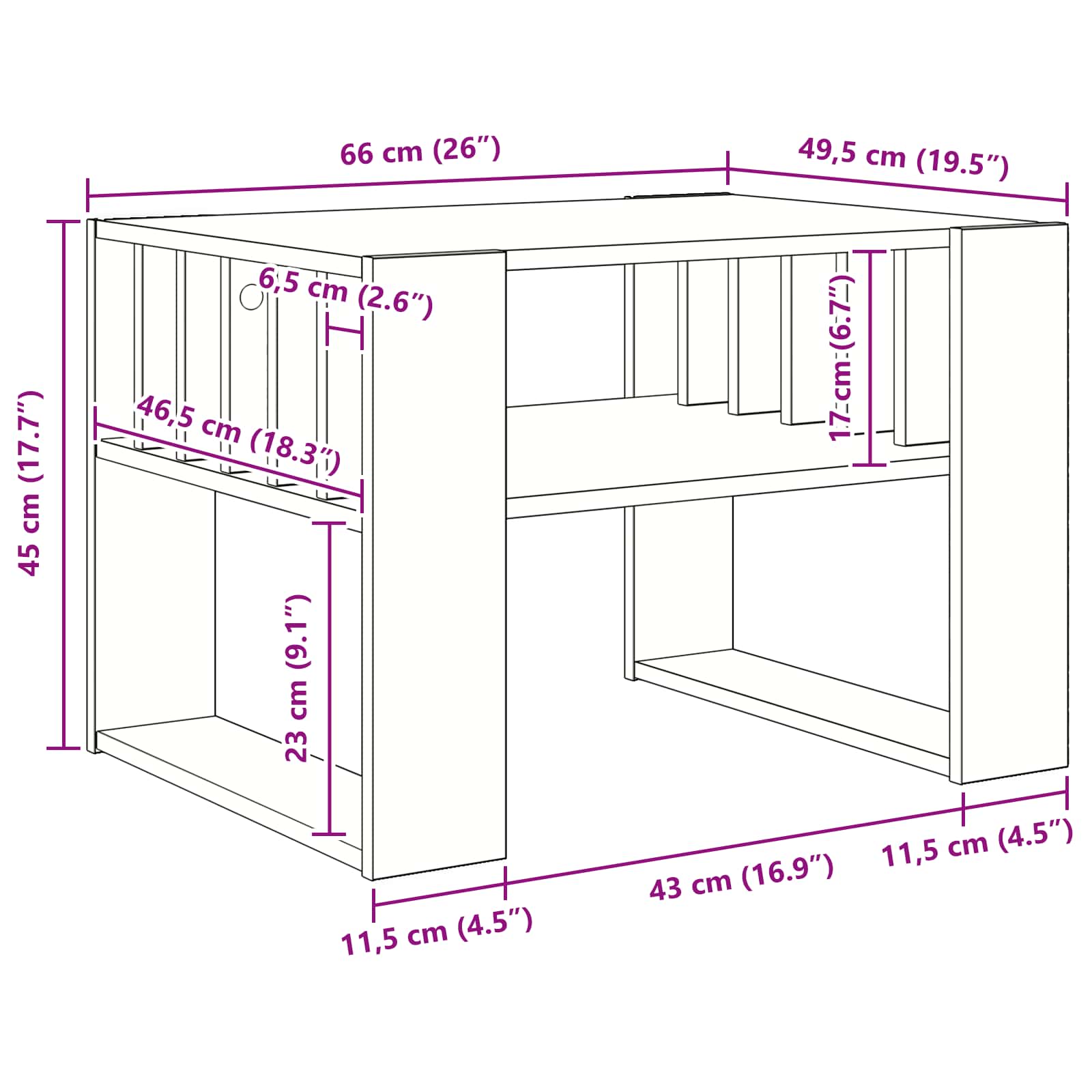 Kava Stol Sonoma hrast 66 x 49,5 x 45 cm Konstruirano drvo
